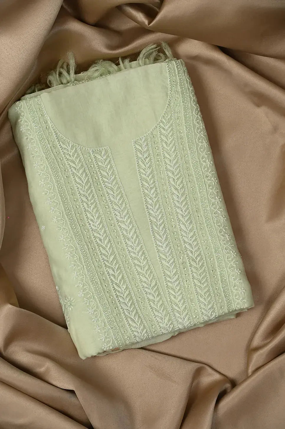 Pale Lemon Greenyellow Malai Chanderi