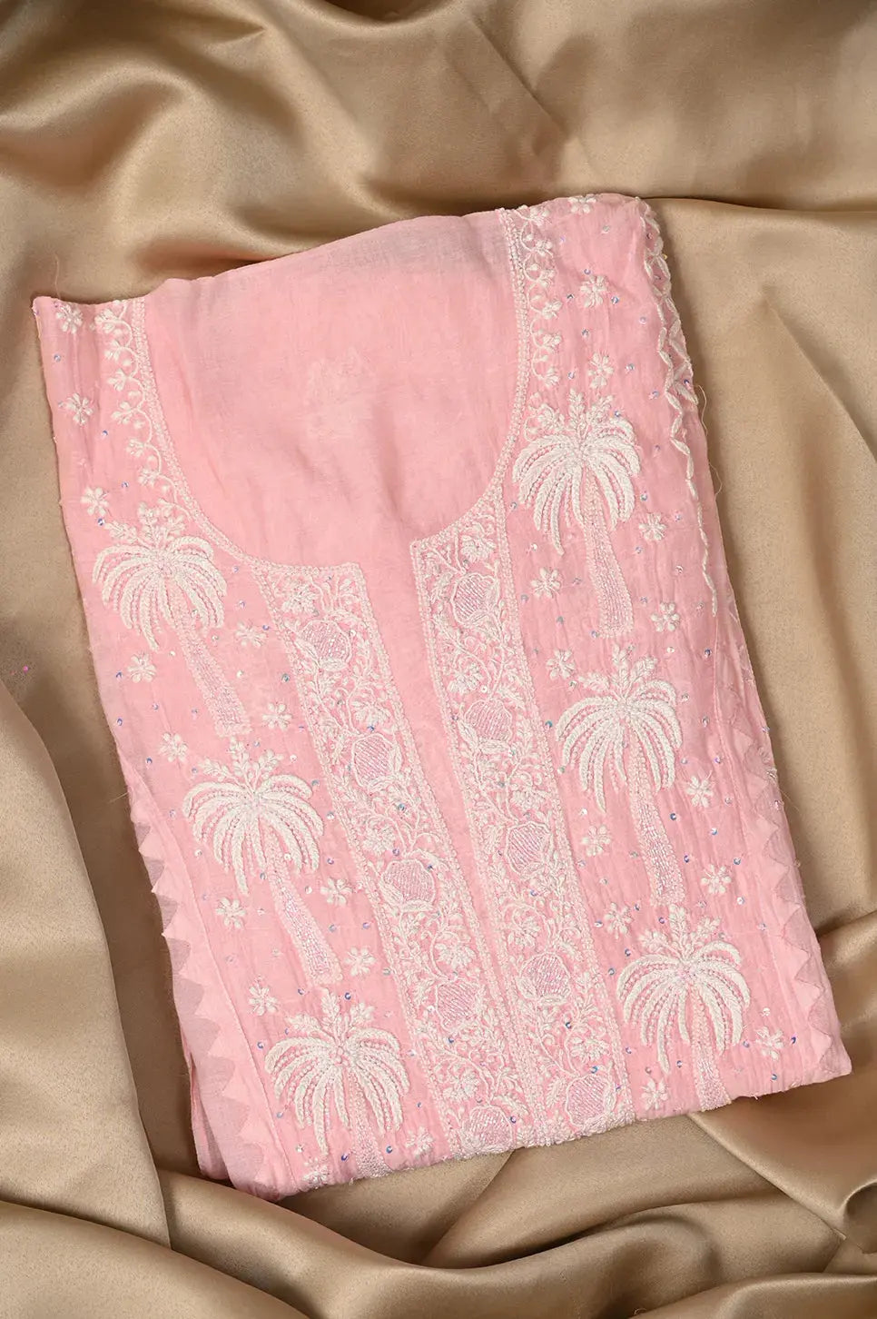 Mul Chanderi Anarkali - Baby Pink - ARIAA CHIKANKARI