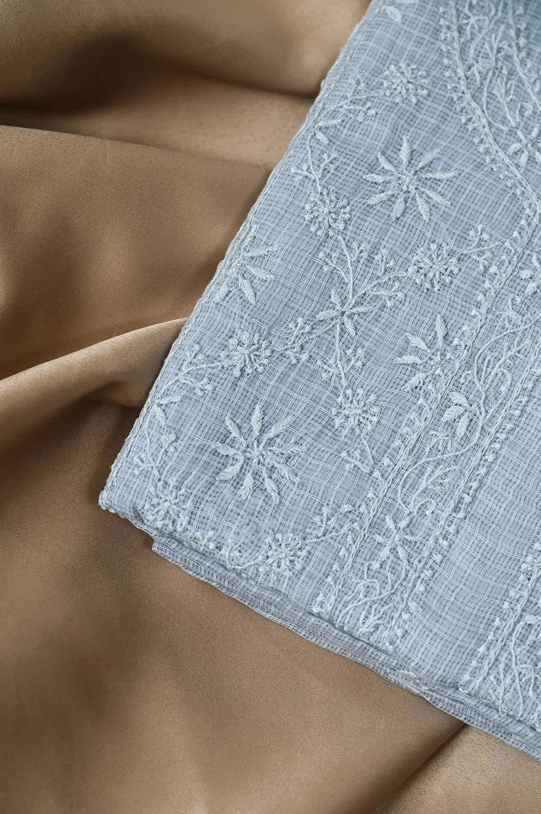 Kota Length with Dupatta - Grey: Elegant Lucknawi Traditional Chikankari Style