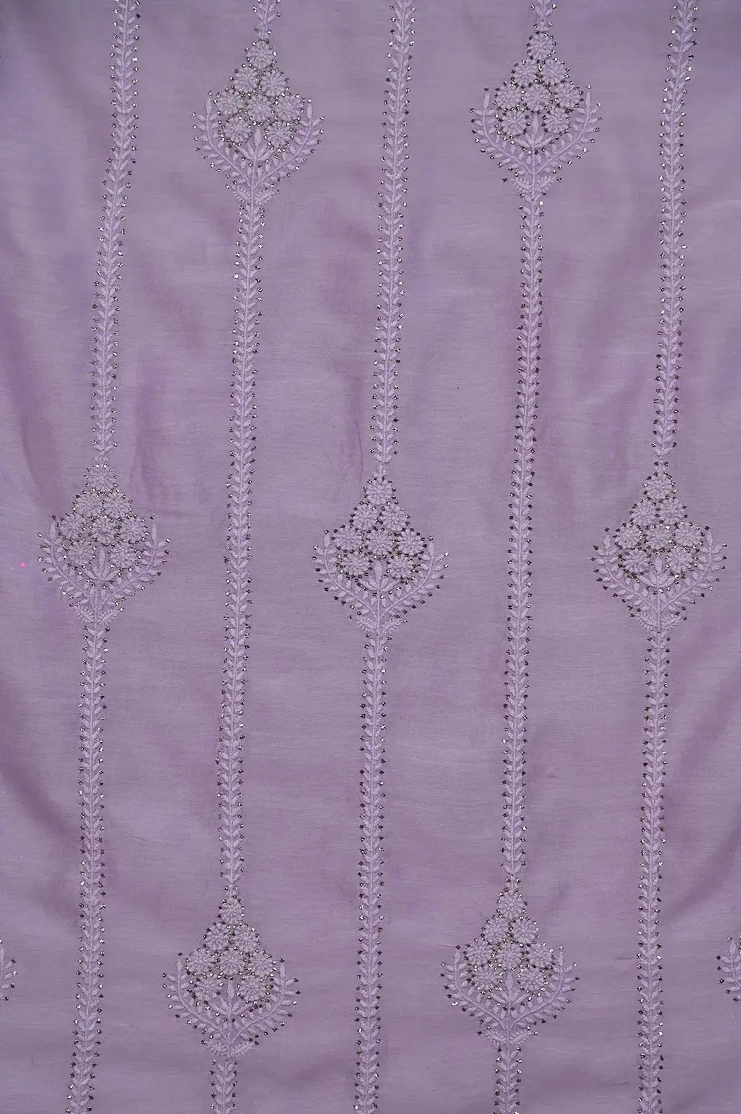 Chanderi Length Mukaish with Dupatta - Lilac: Lucknawi Chikankari Artistry on Traditional Chanderi Kurti - Handcrafted Heritage