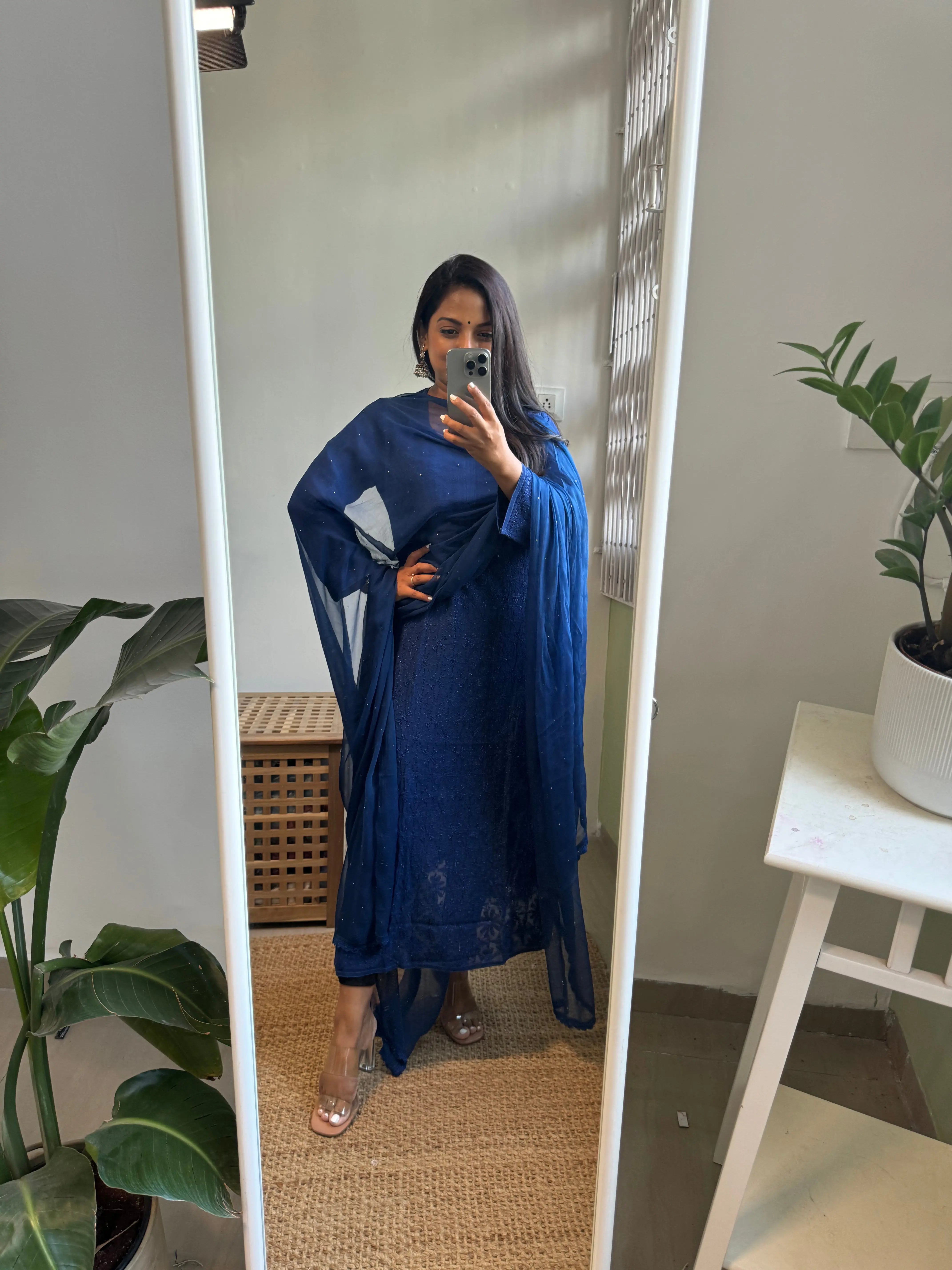 Viscose Kurti - Navy Blue ARIAA CHIKANKARI