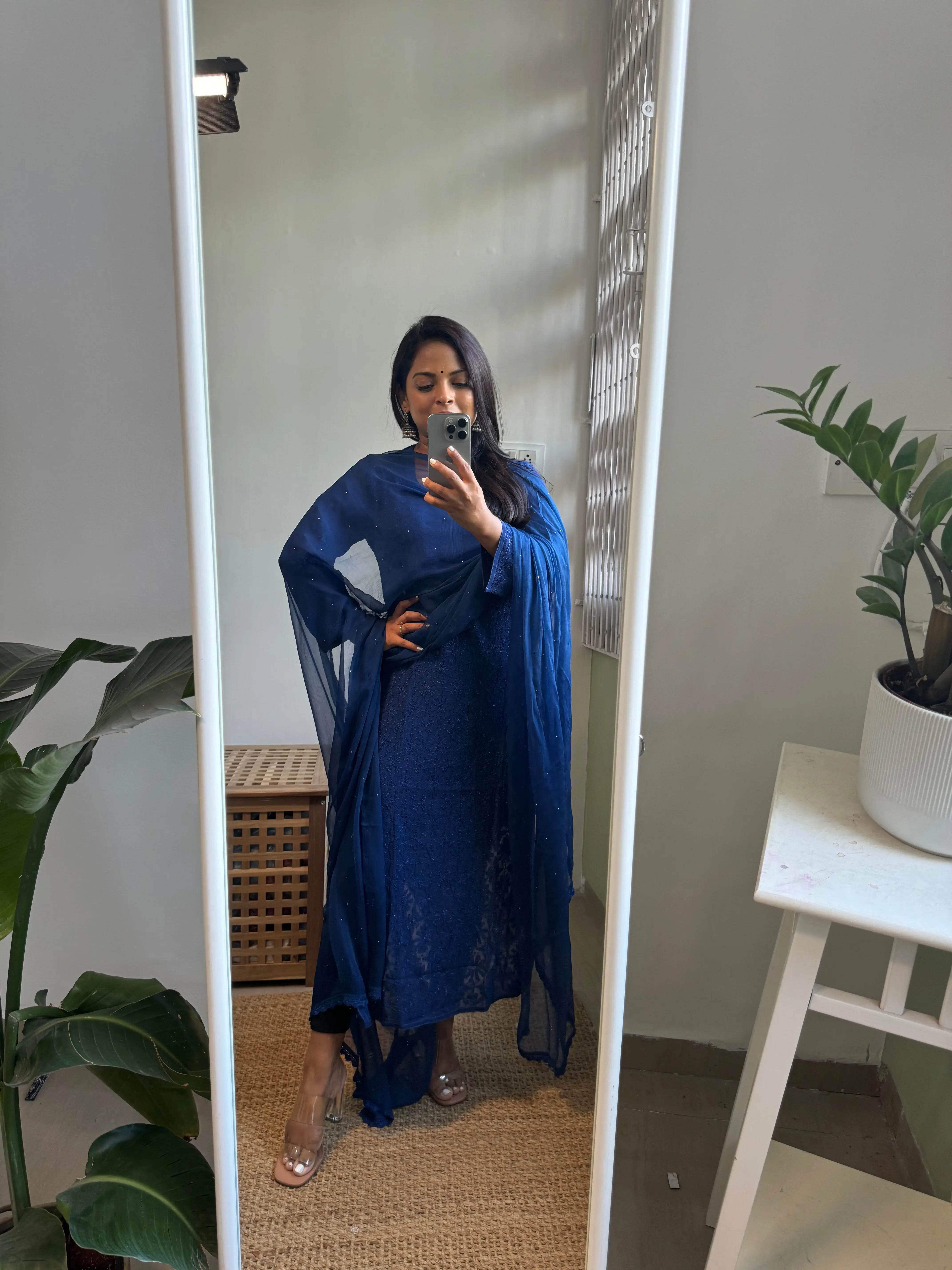 Viscose Kurti - Navy Blue ARIAA CHIKANKARI