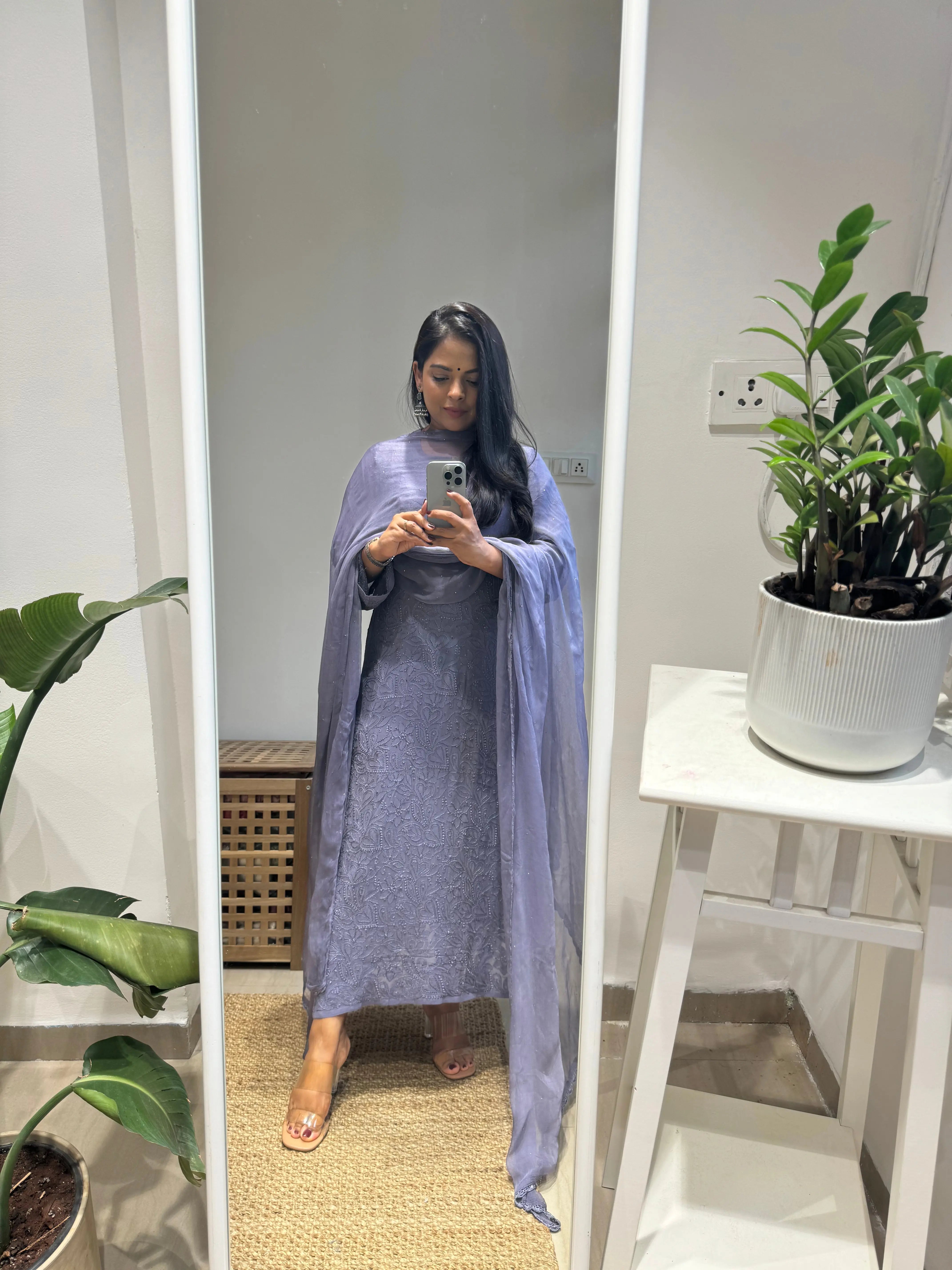 Viscose Kurti - Dove Purple ARIAA CHIKANKARI