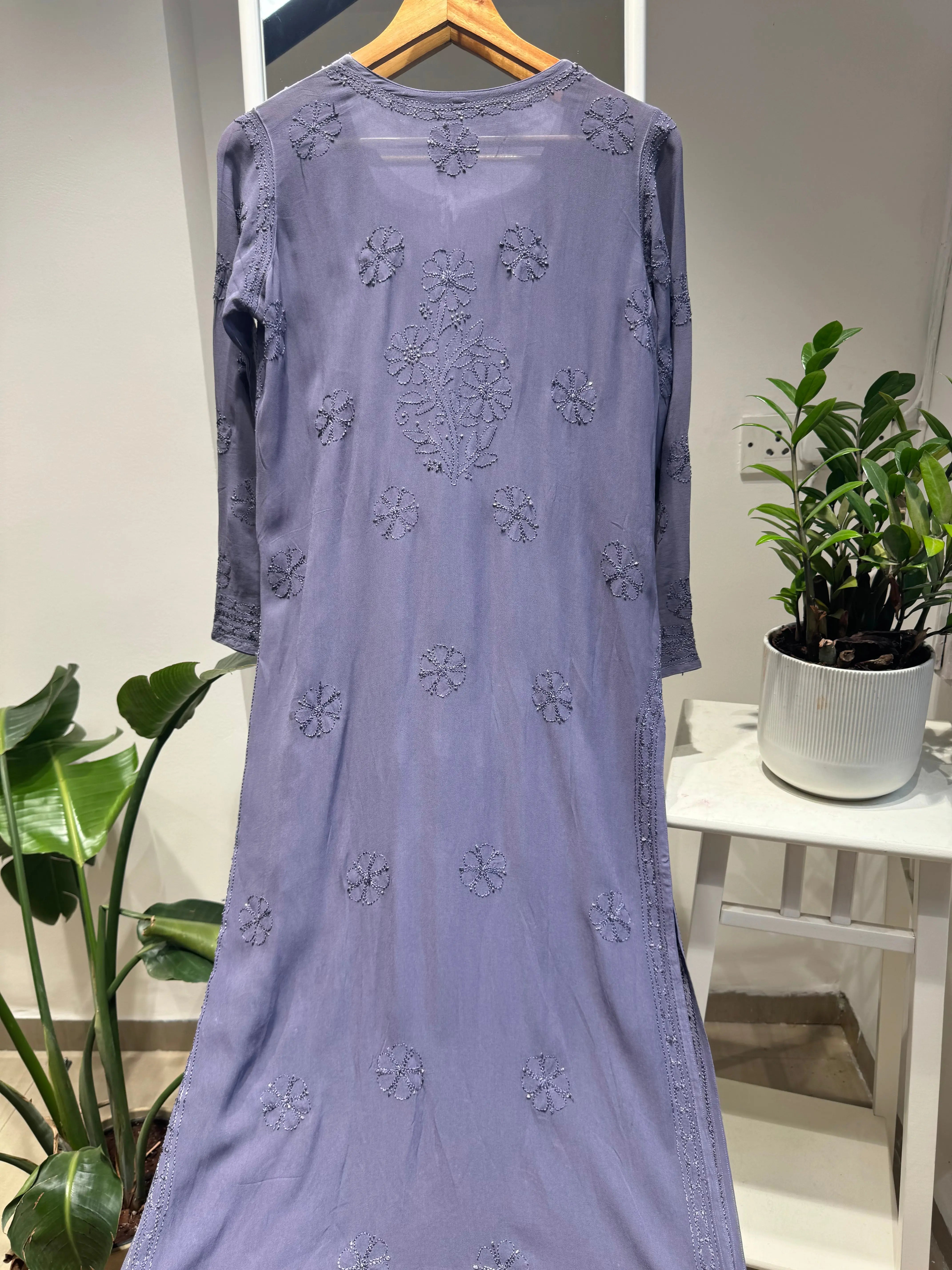 Viscose Kurti - Dove Purple ARIAA CHIKANKARI