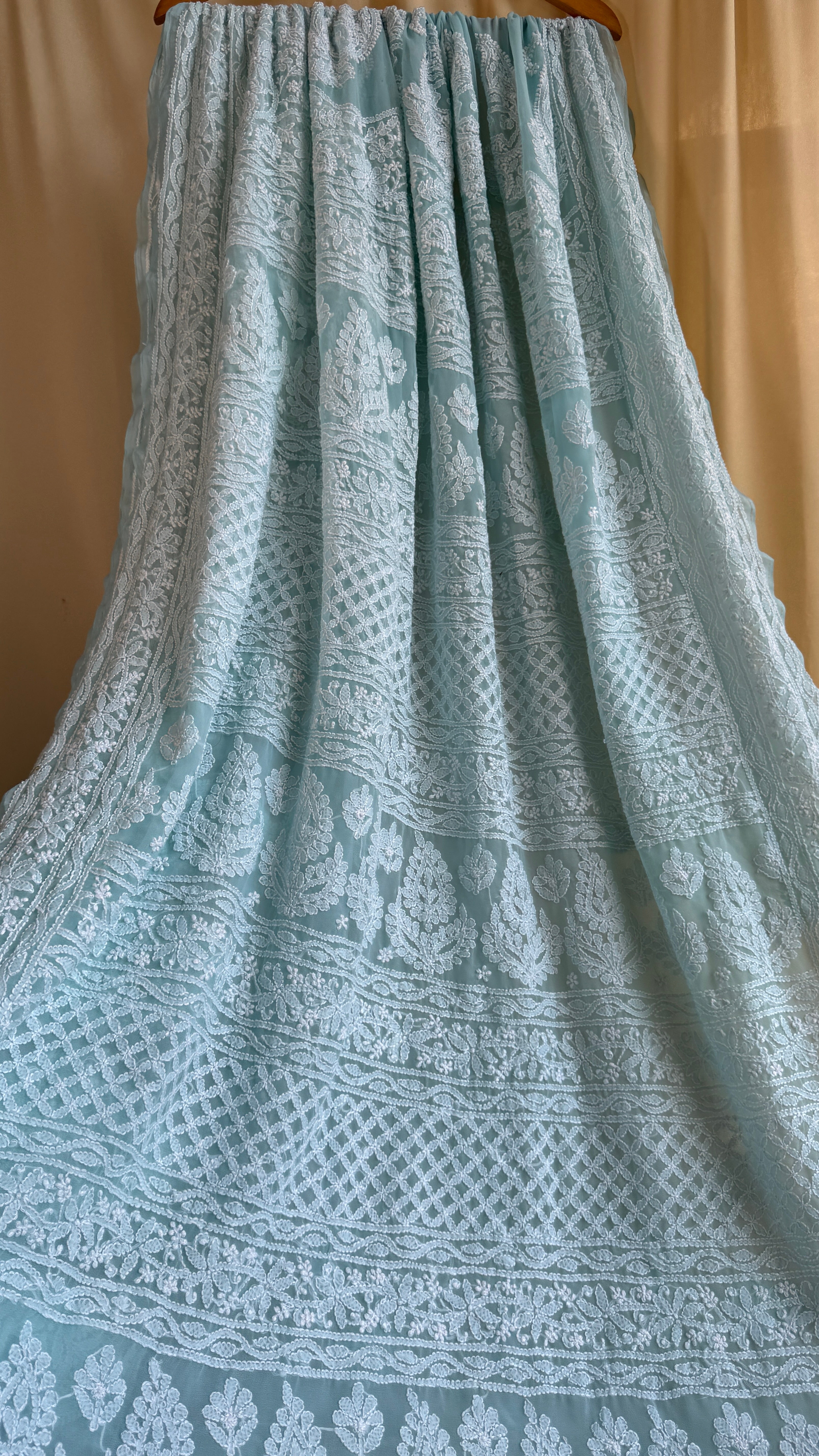 Georgette Chikankari saree in Blue