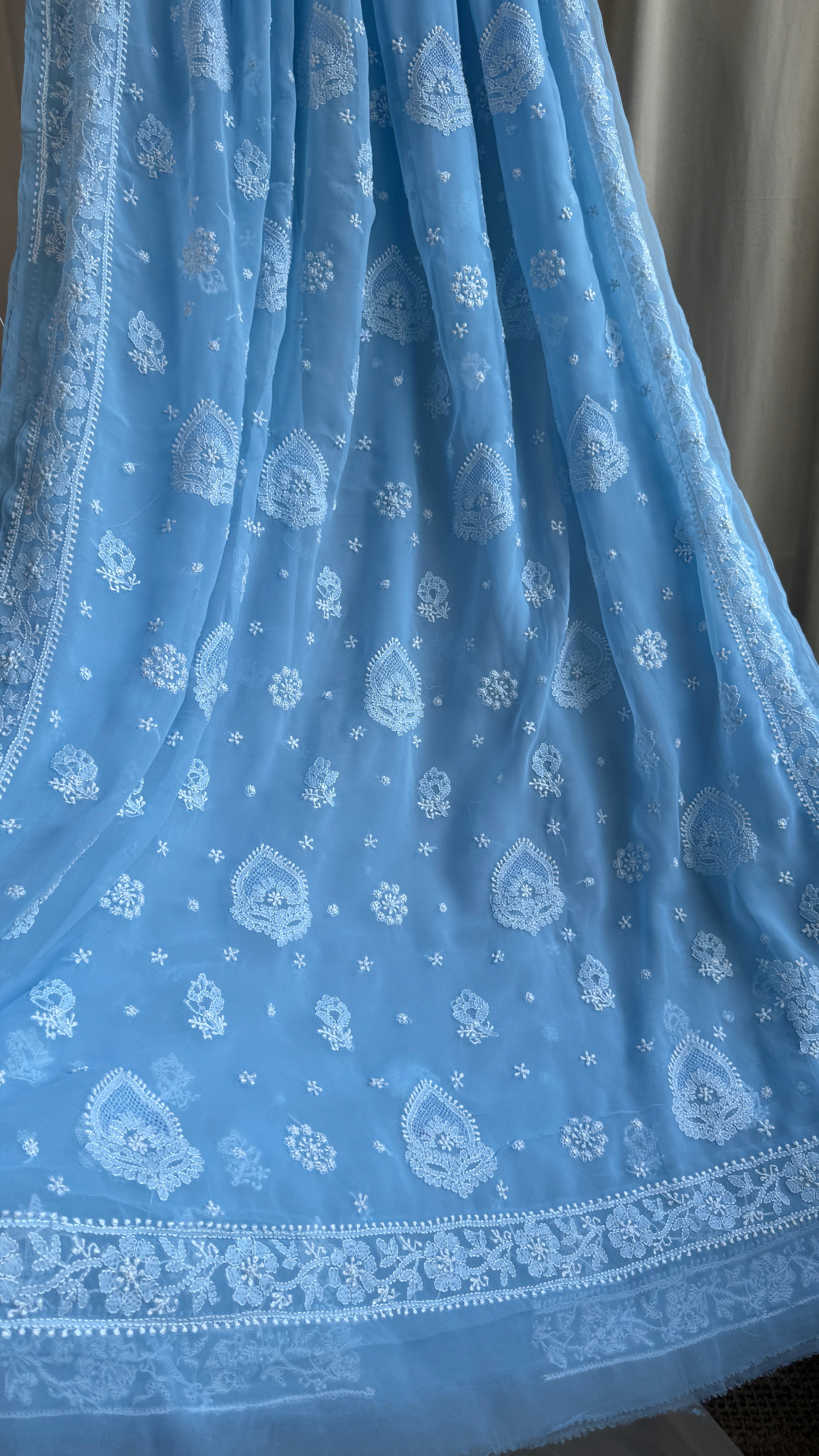 Georgette Chikankari saree in Blue