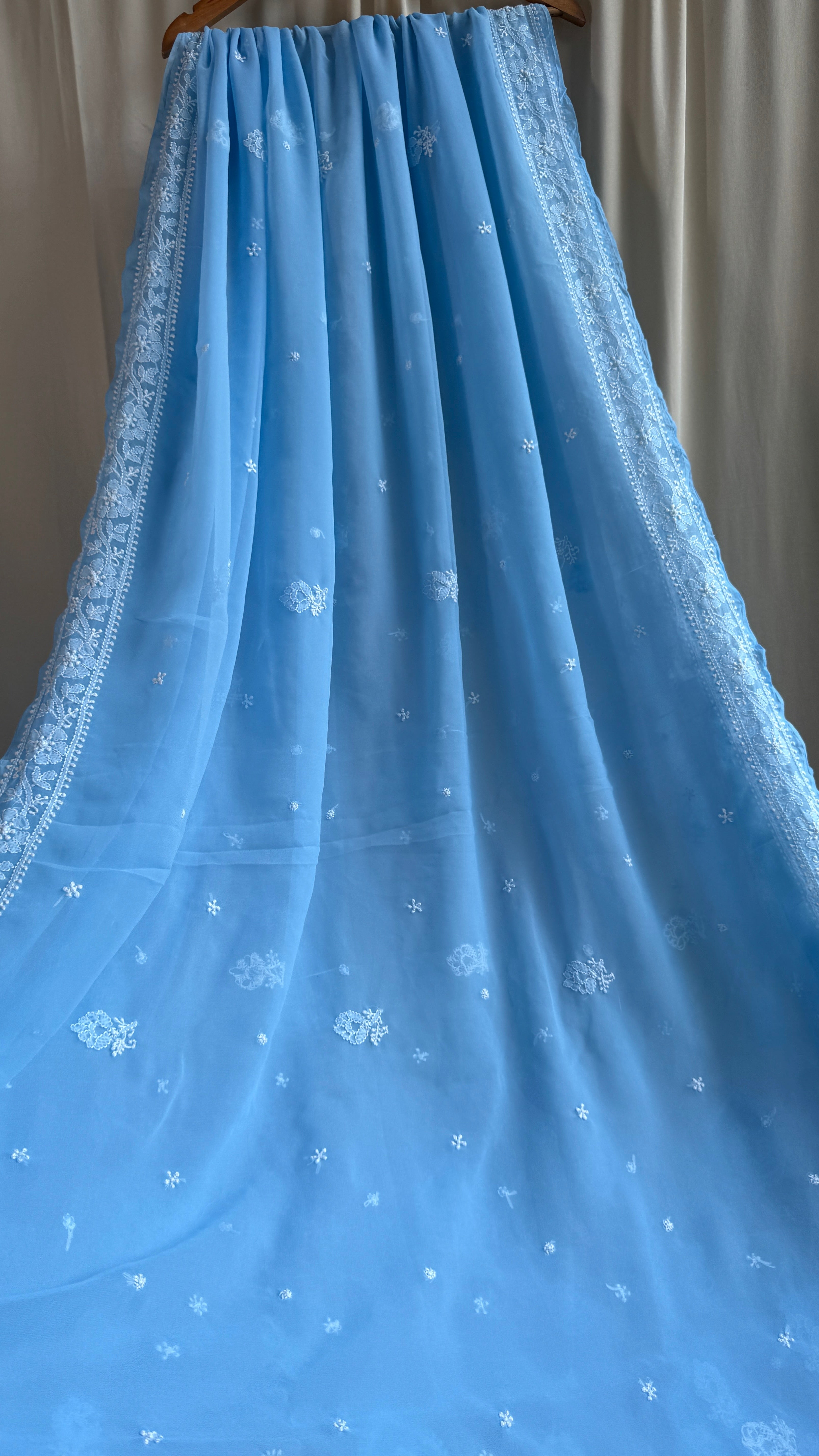 Georgette Chikankari saree in Blue