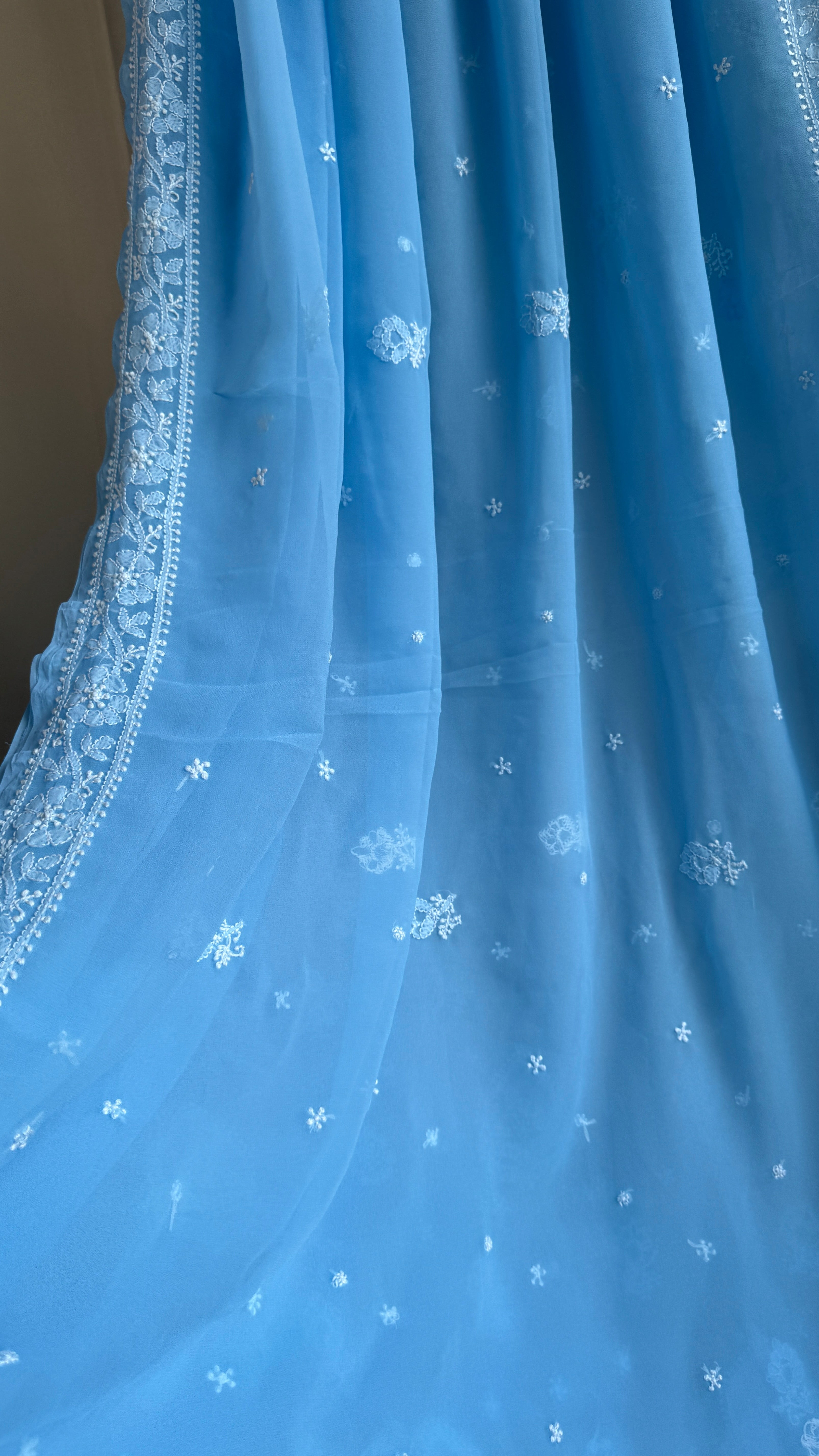 Georgette Chikankari saree in Blue