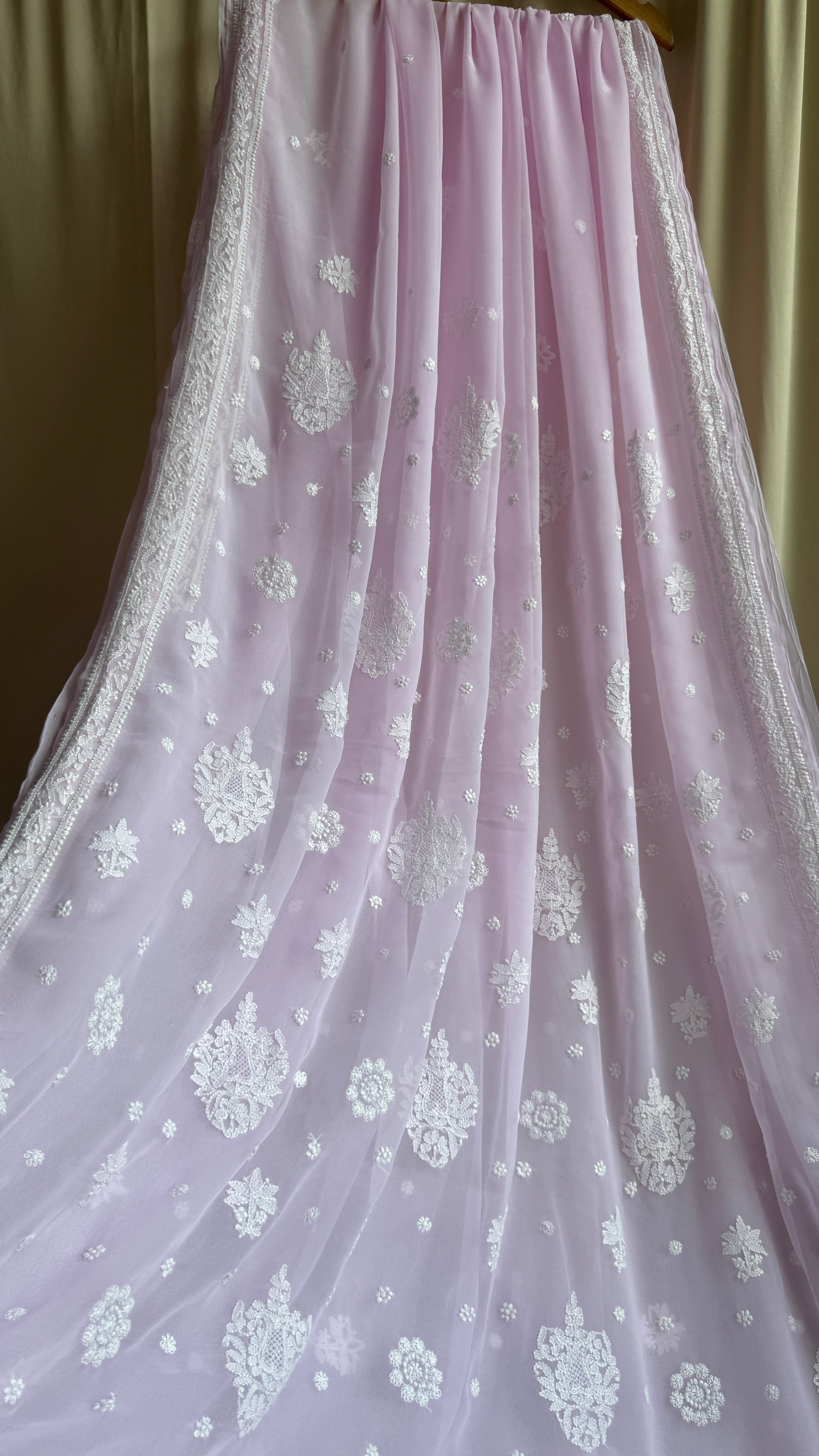 Georgette Chikankari saree in Pink