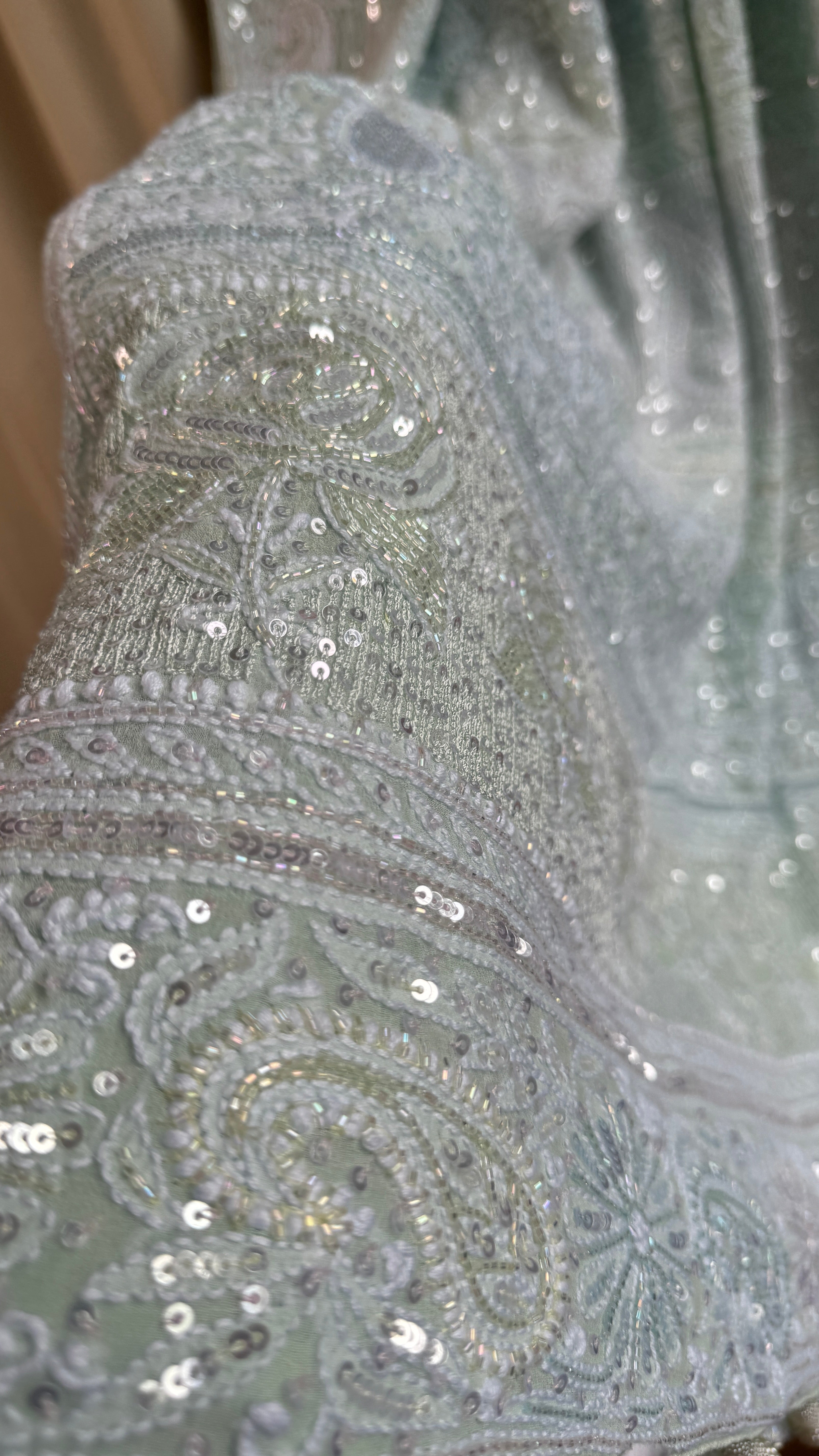 Pure Georgette Lucknow Chikankari Saree -Green - Rooh Collection