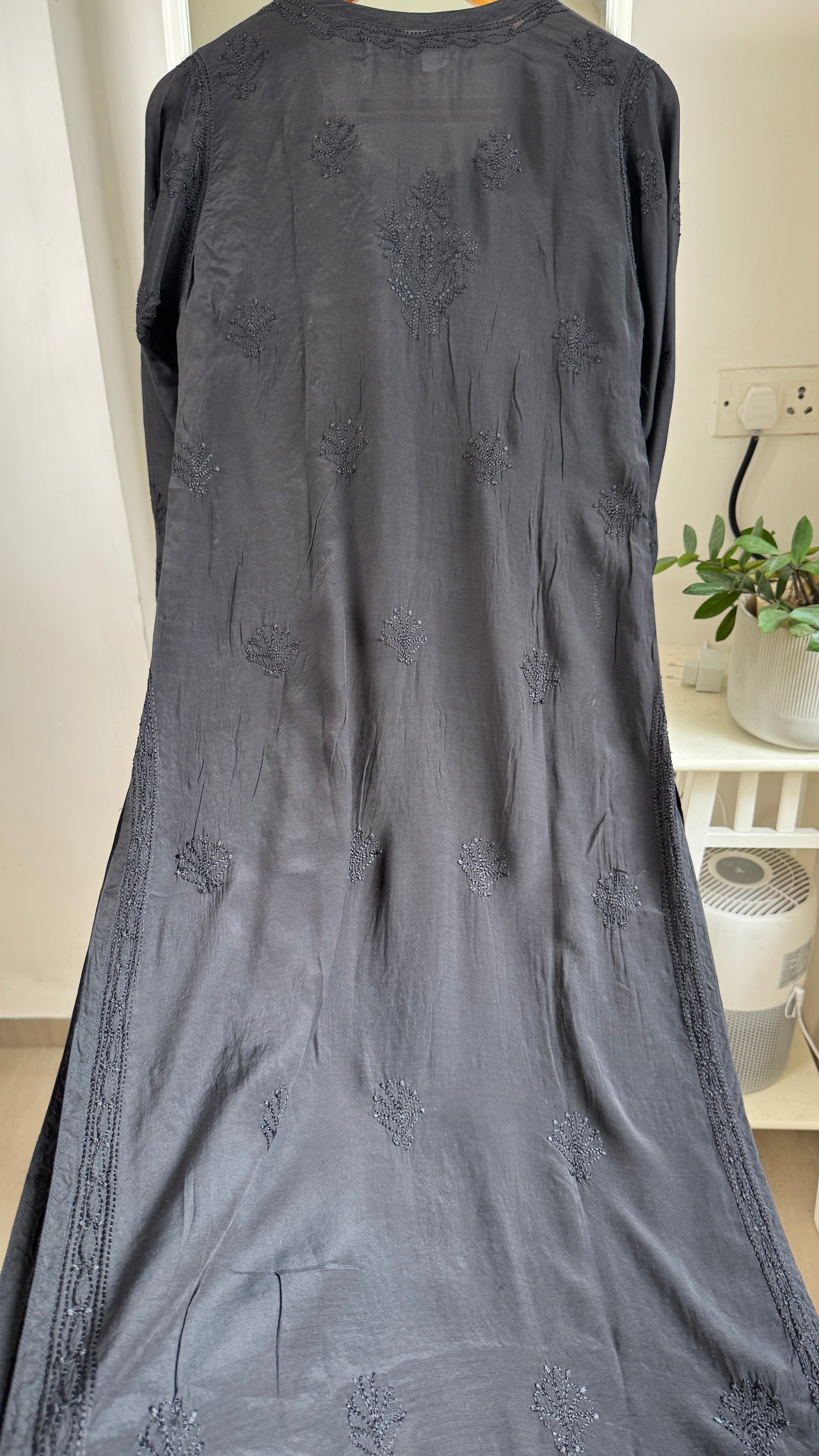Muslin Chikankari Kurti - Black - BERRY Collection