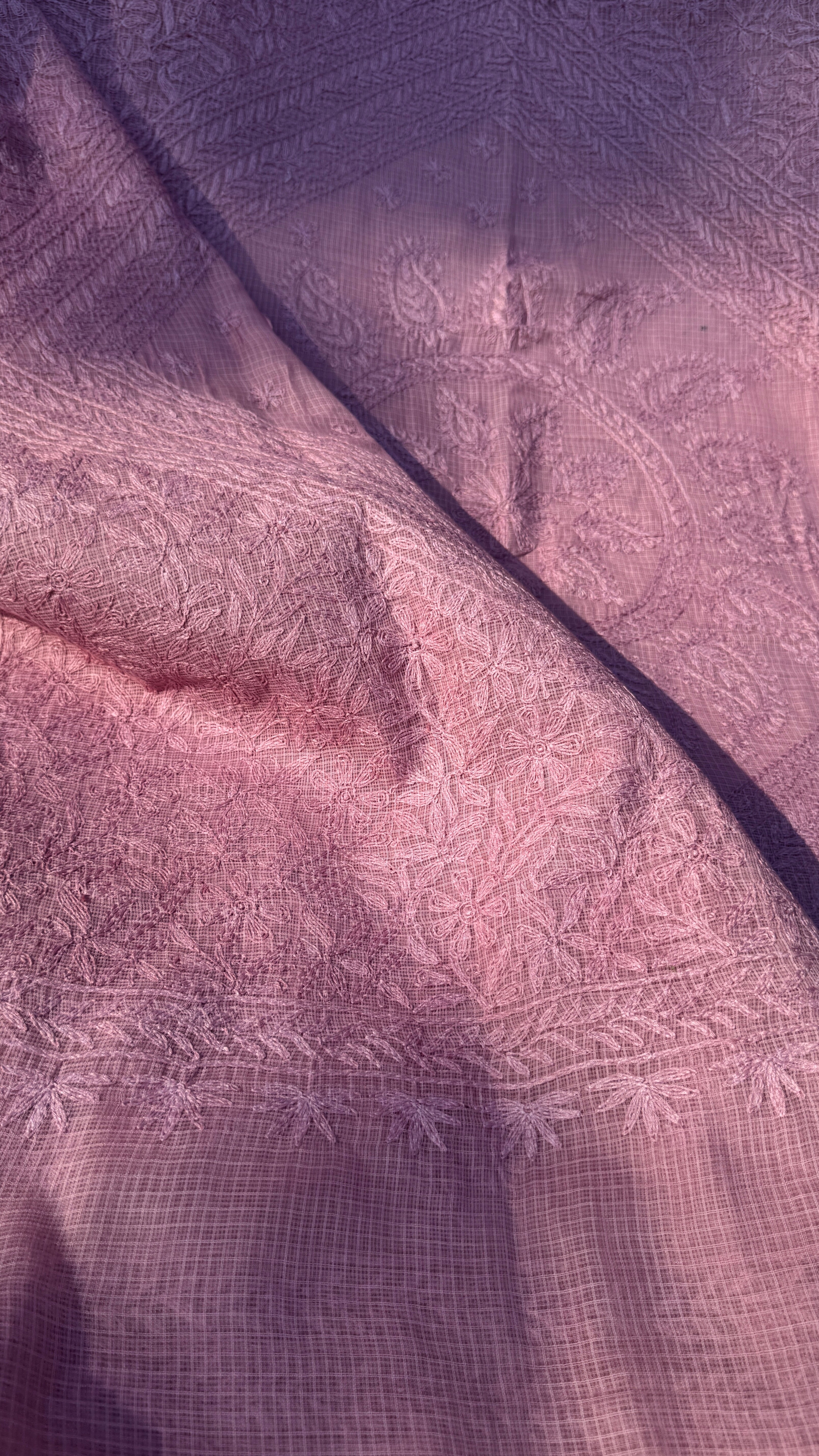 Kota Chikankari saree in Rose Pink