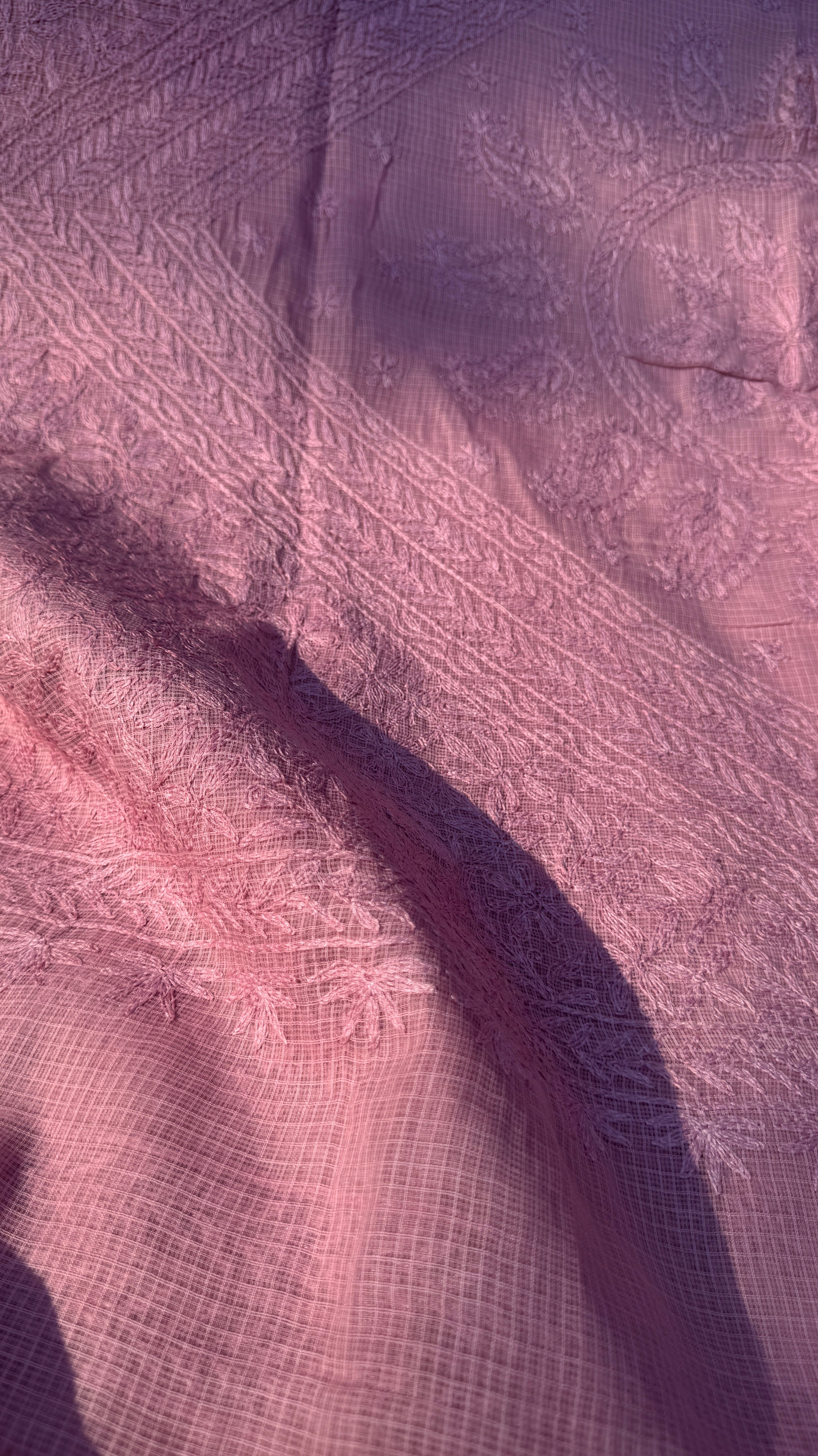 Kota Chikankari saree in Rose Pink