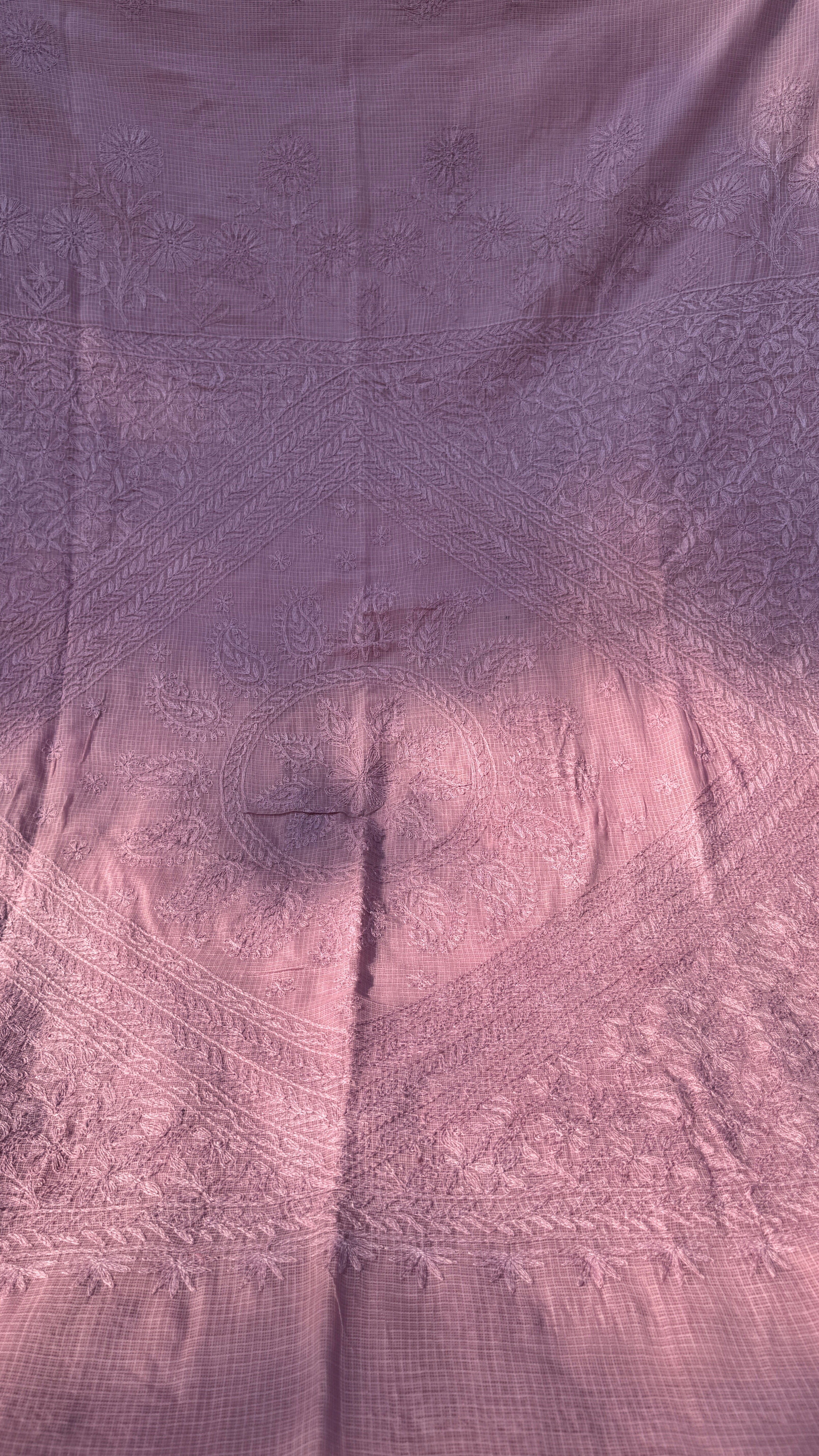 Kota Chikankari saree in Rose Pink