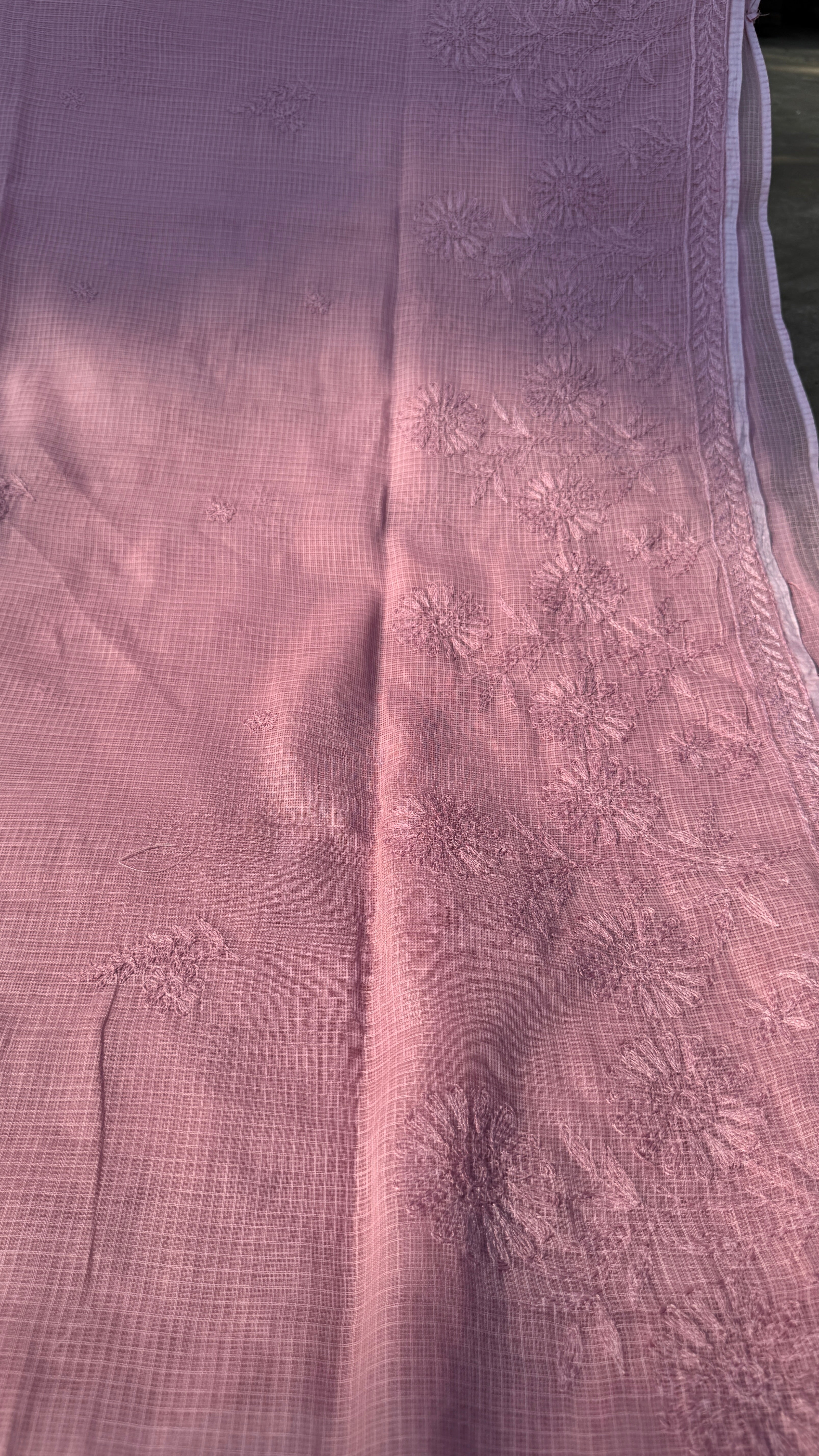 Kota Chikankari saree in Rose Pink