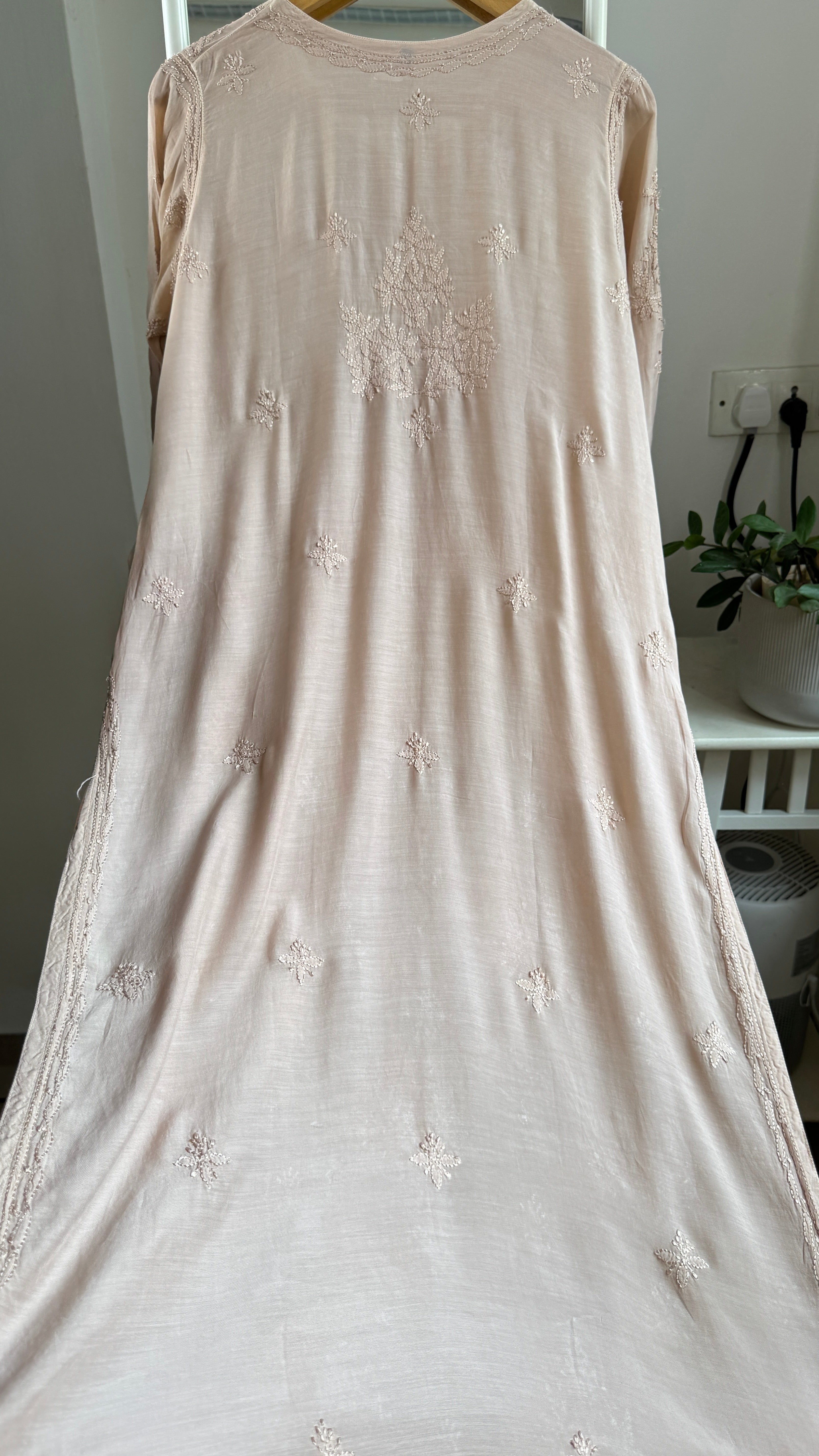 Muslin Chikankari Kurti - Nude Pink - BERRY Collection