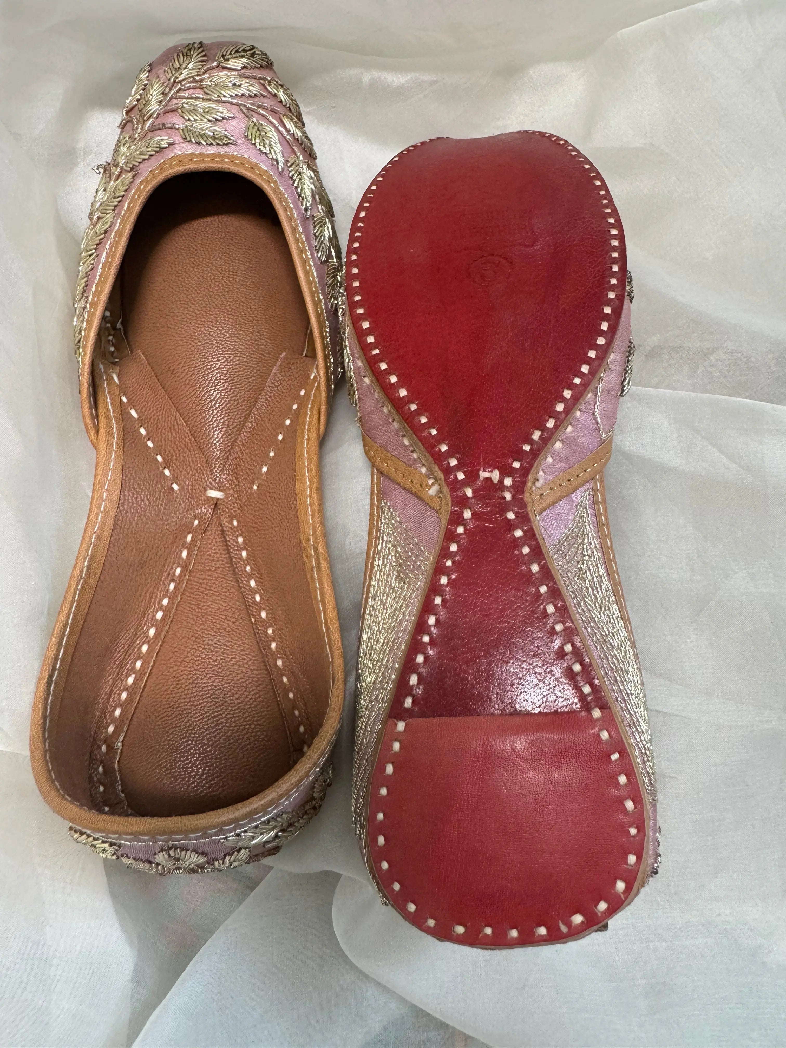 Embellished Hand crafted Mojaris - Pink ARIAA CHIKANKARI