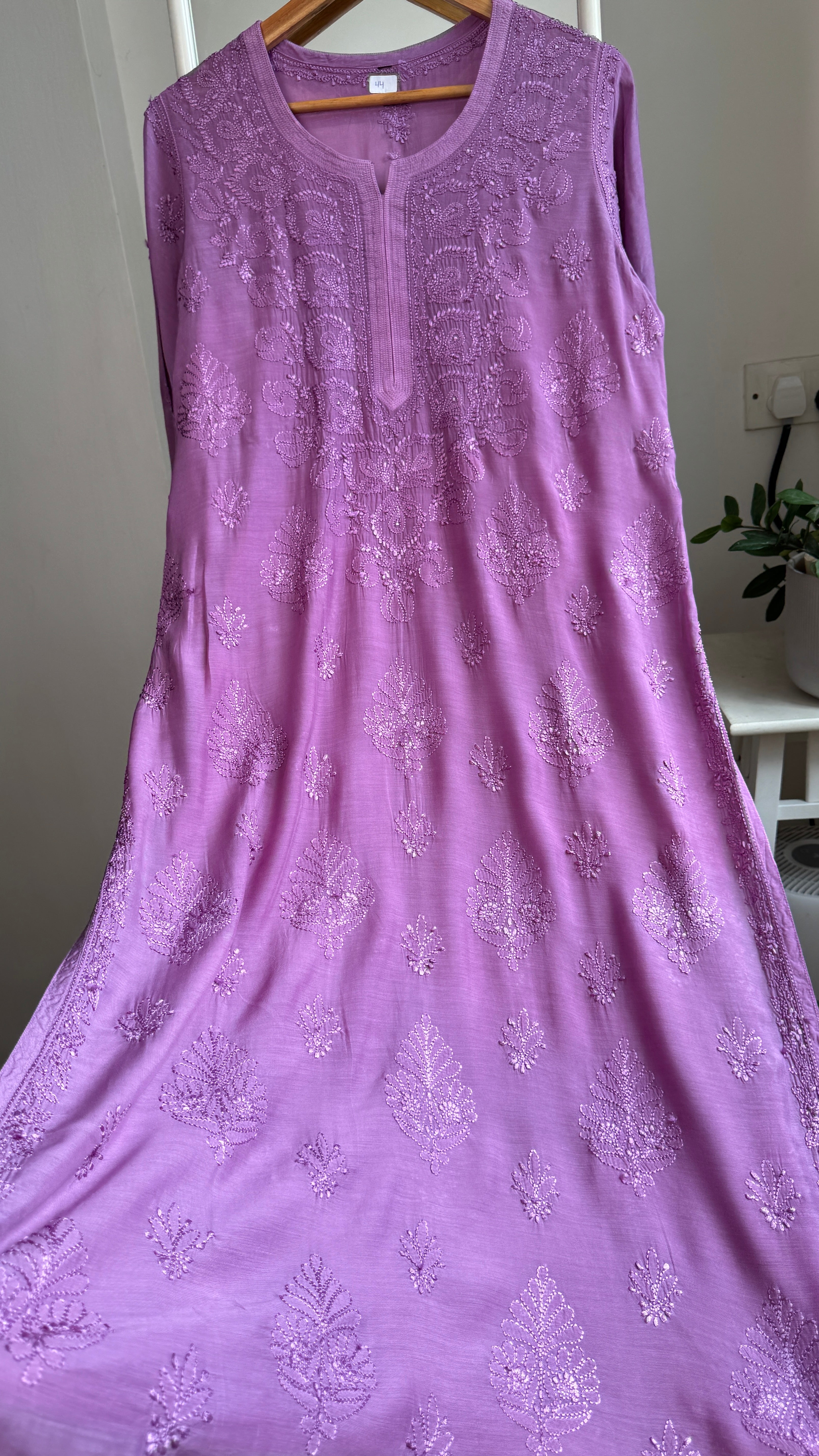 Muslin Chikankari Kurti - Light Purple - BERRY Collection