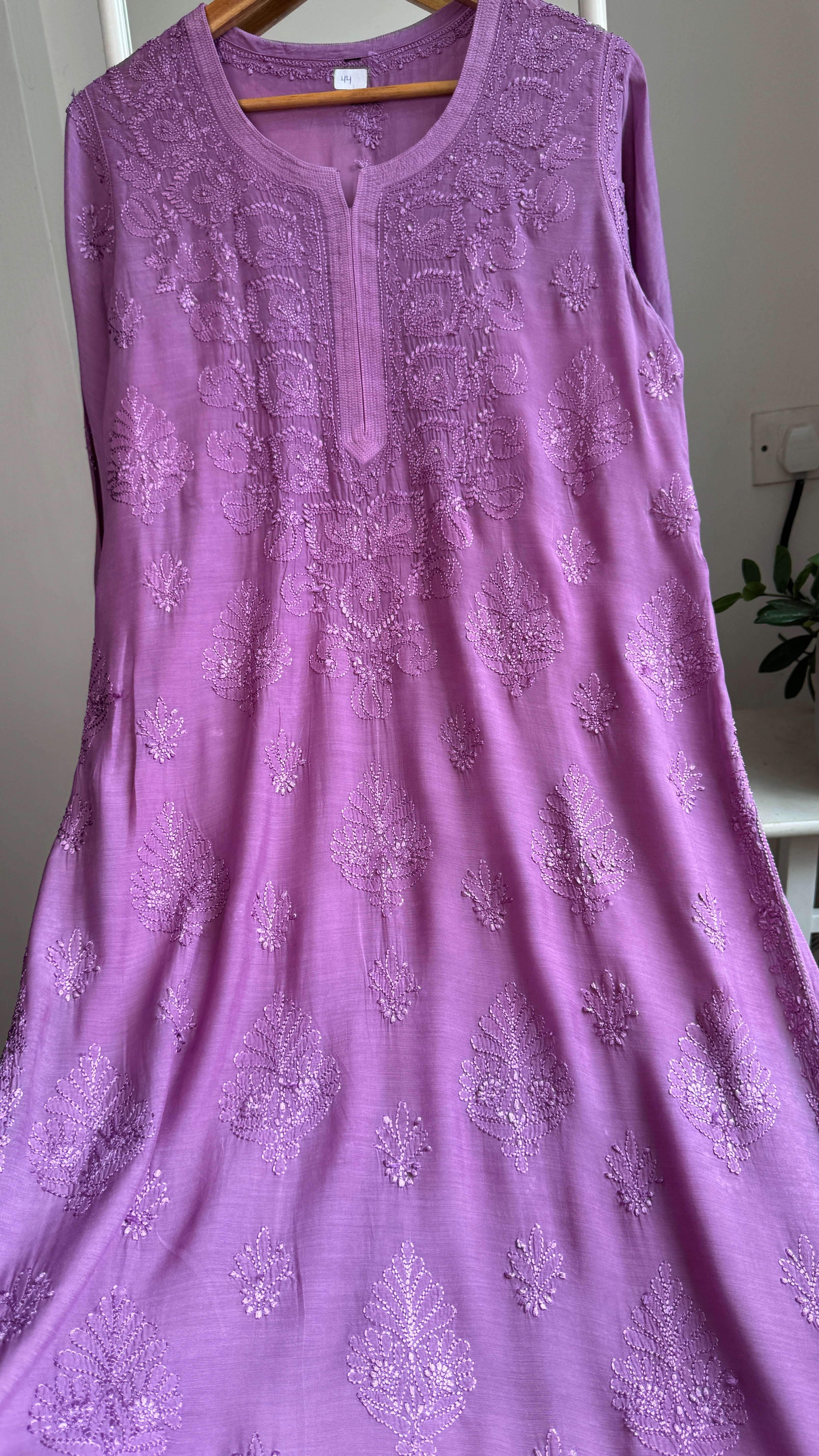 Muslin Chikankari Kurti - Light Purple - BERRY Collection