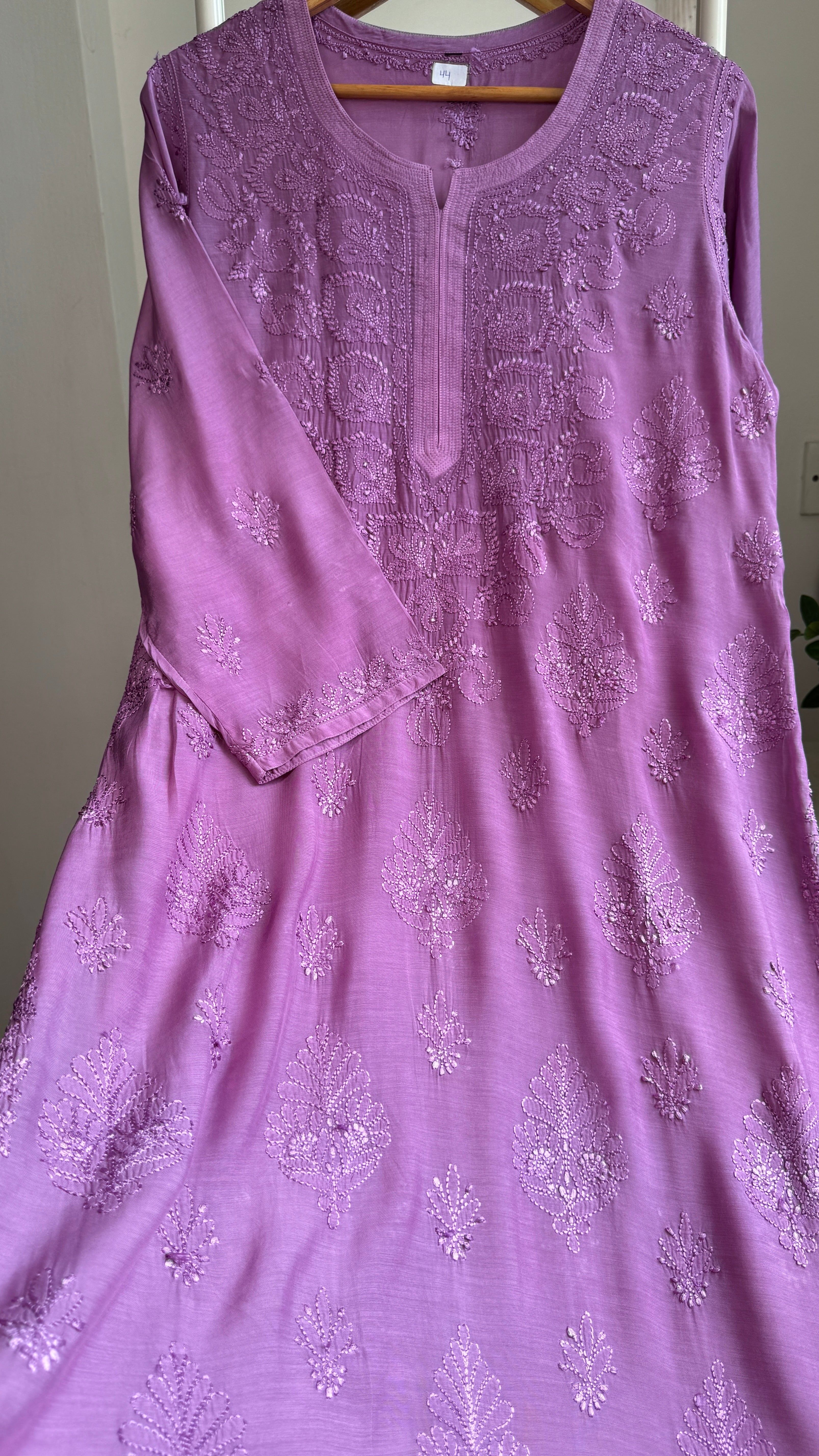 Muslin Chikankari Kurti - Light Purple - BERRY Collection