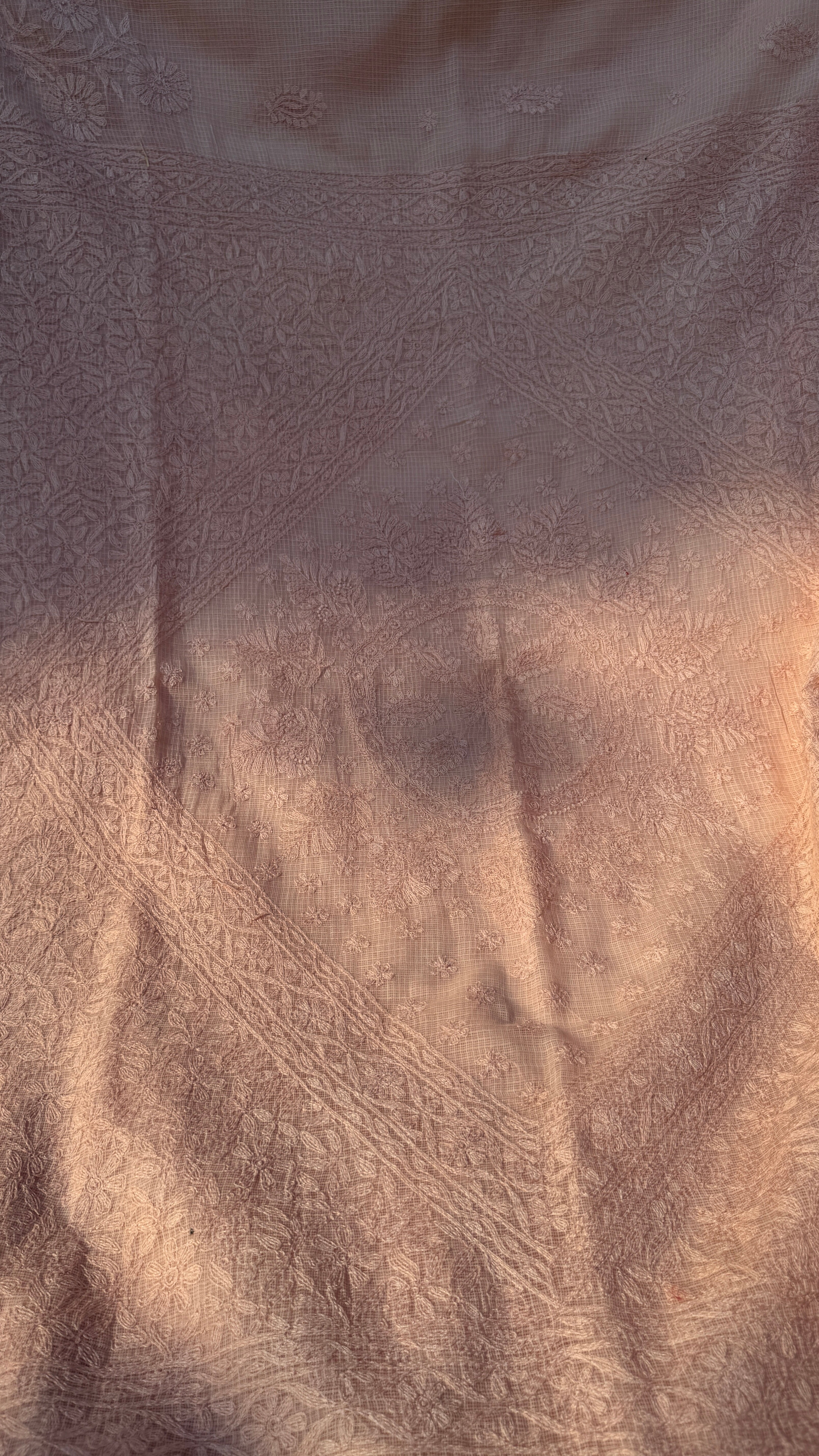 Kota Chikankari saree in Nude Peach
