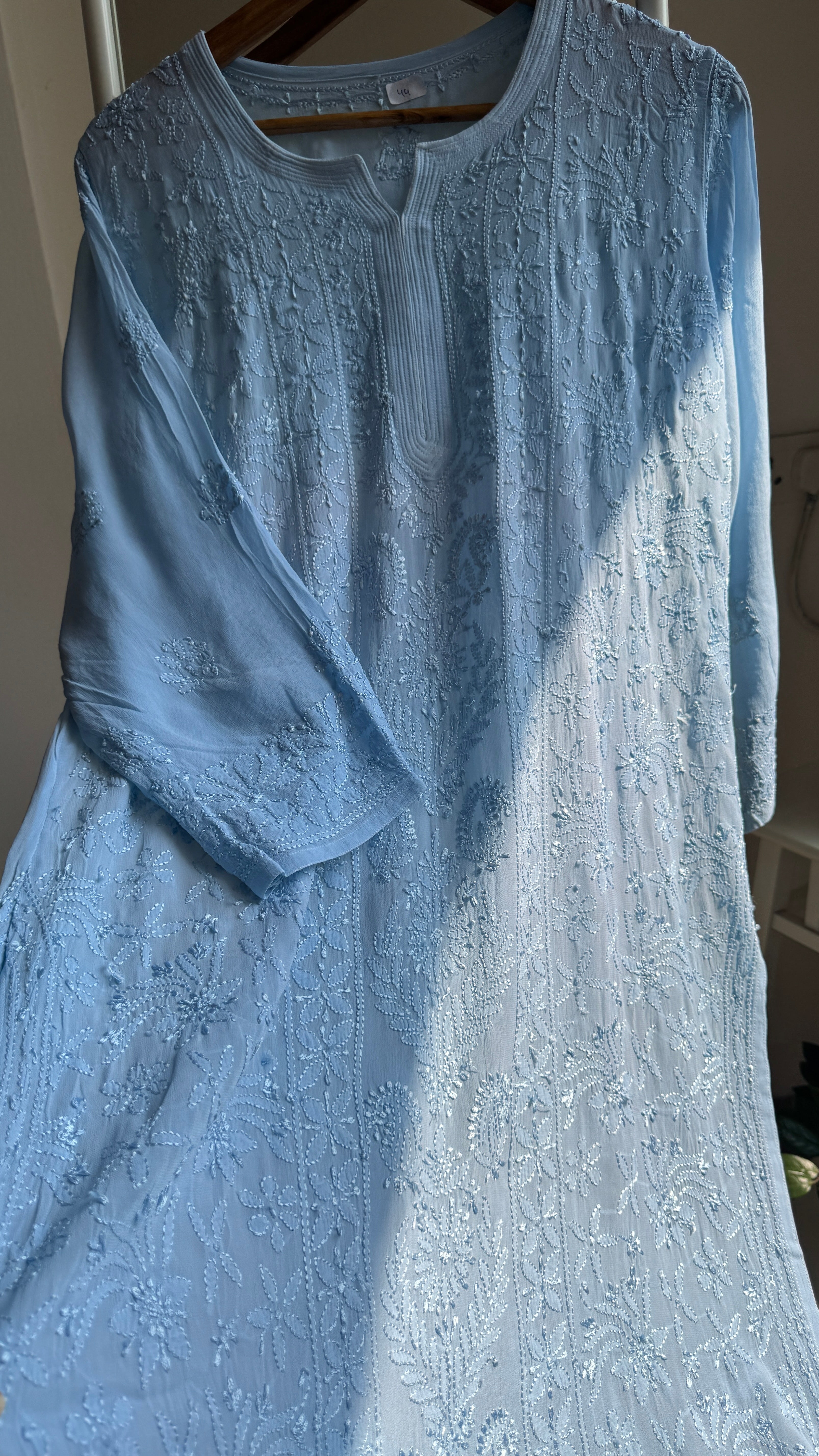 Viscose Chikankari Kurti - Blue