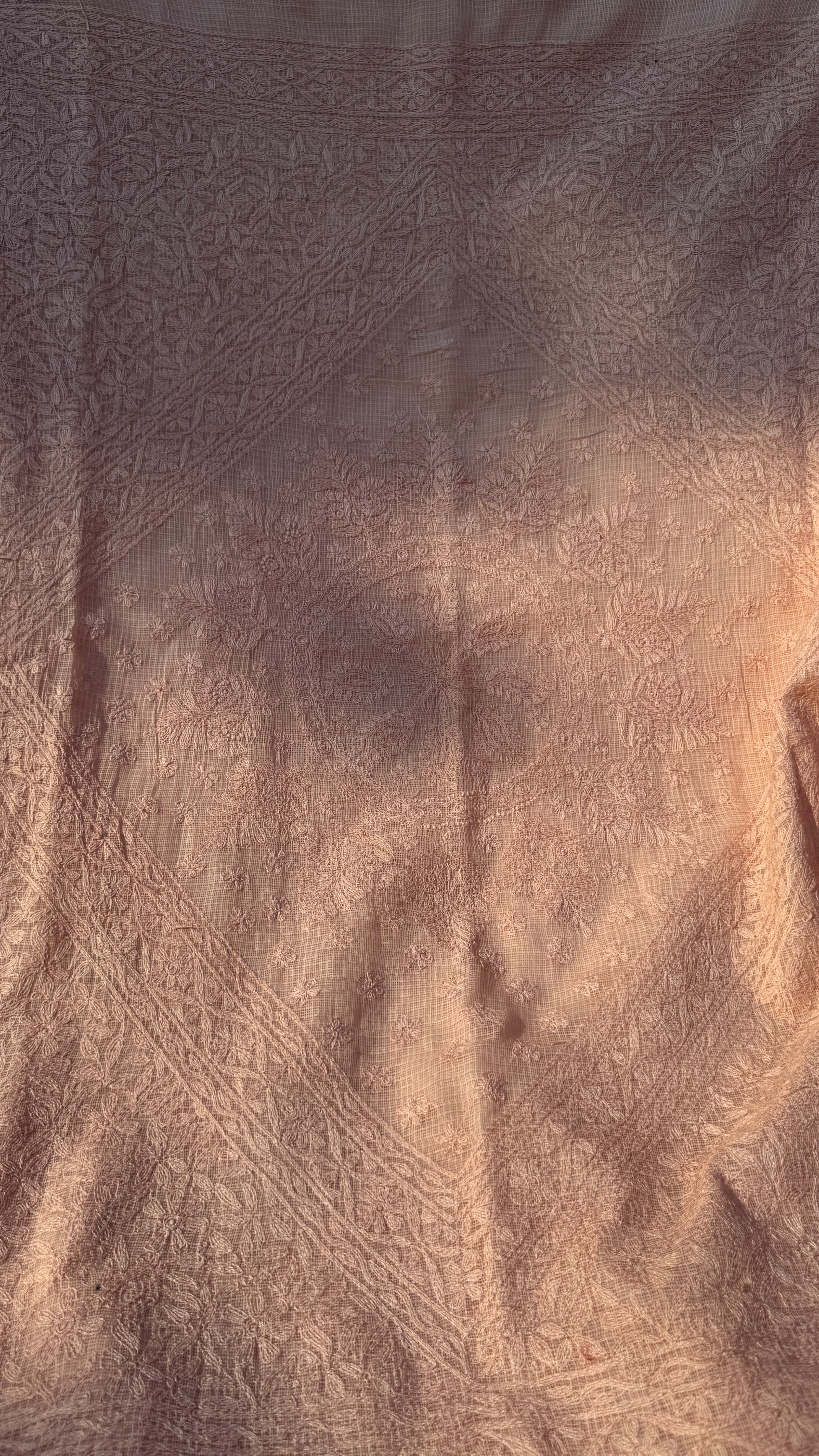 Kota Chikankari saree in Nude Peach