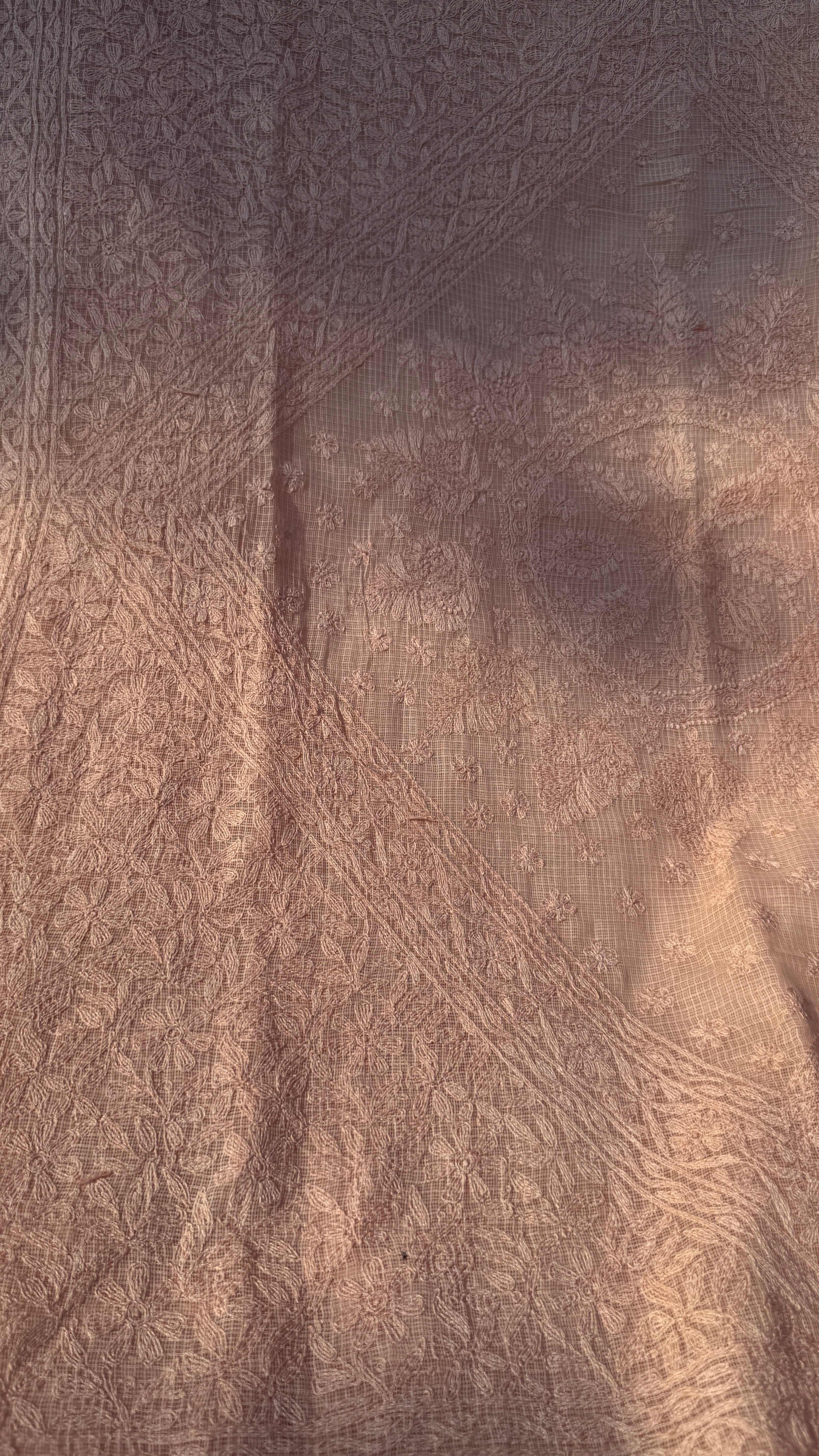 Kota Chikankari saree in Nude Peach
