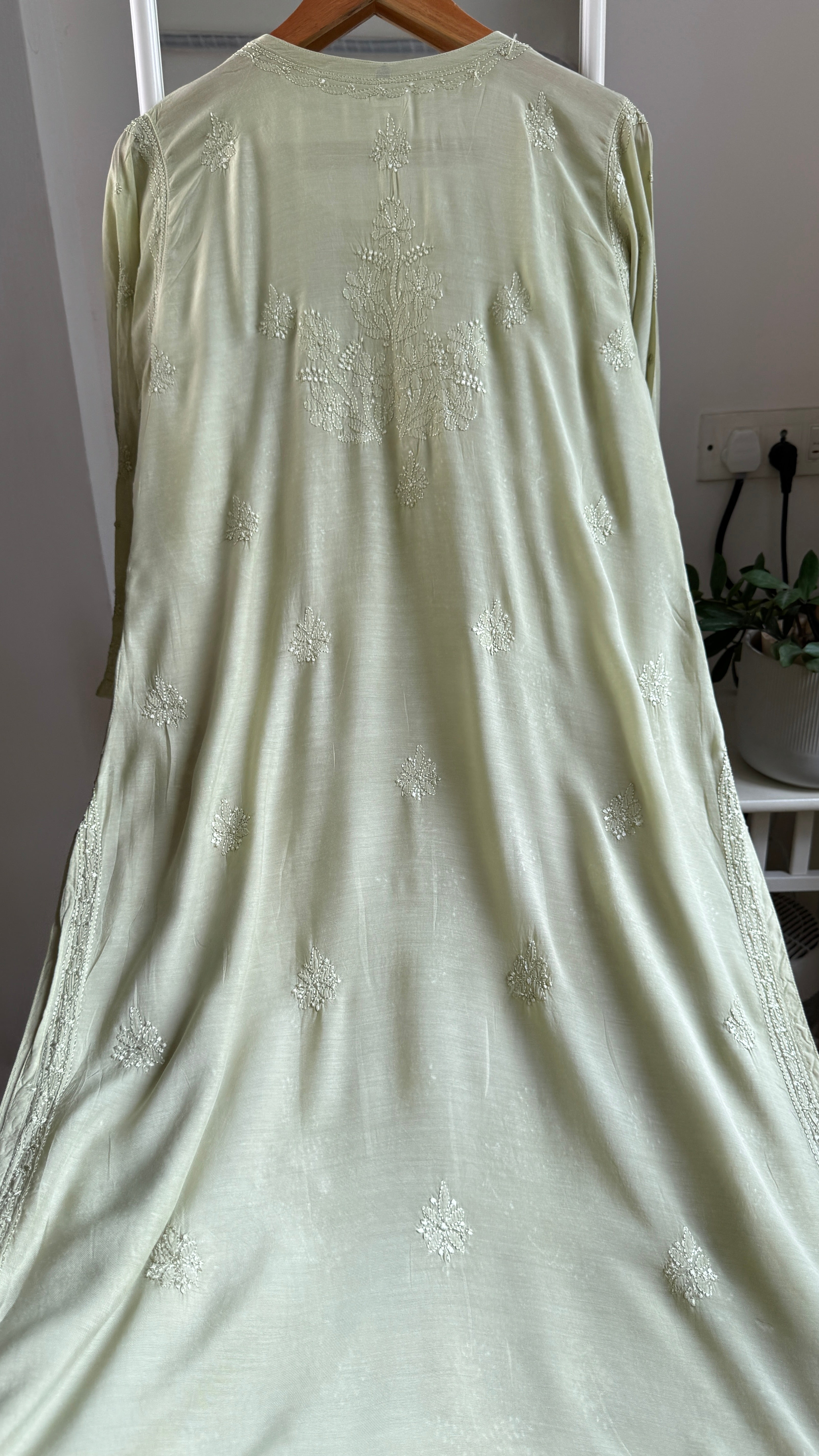 Muslin Chikankari Kurti - Sheen Green - BERRY Collection