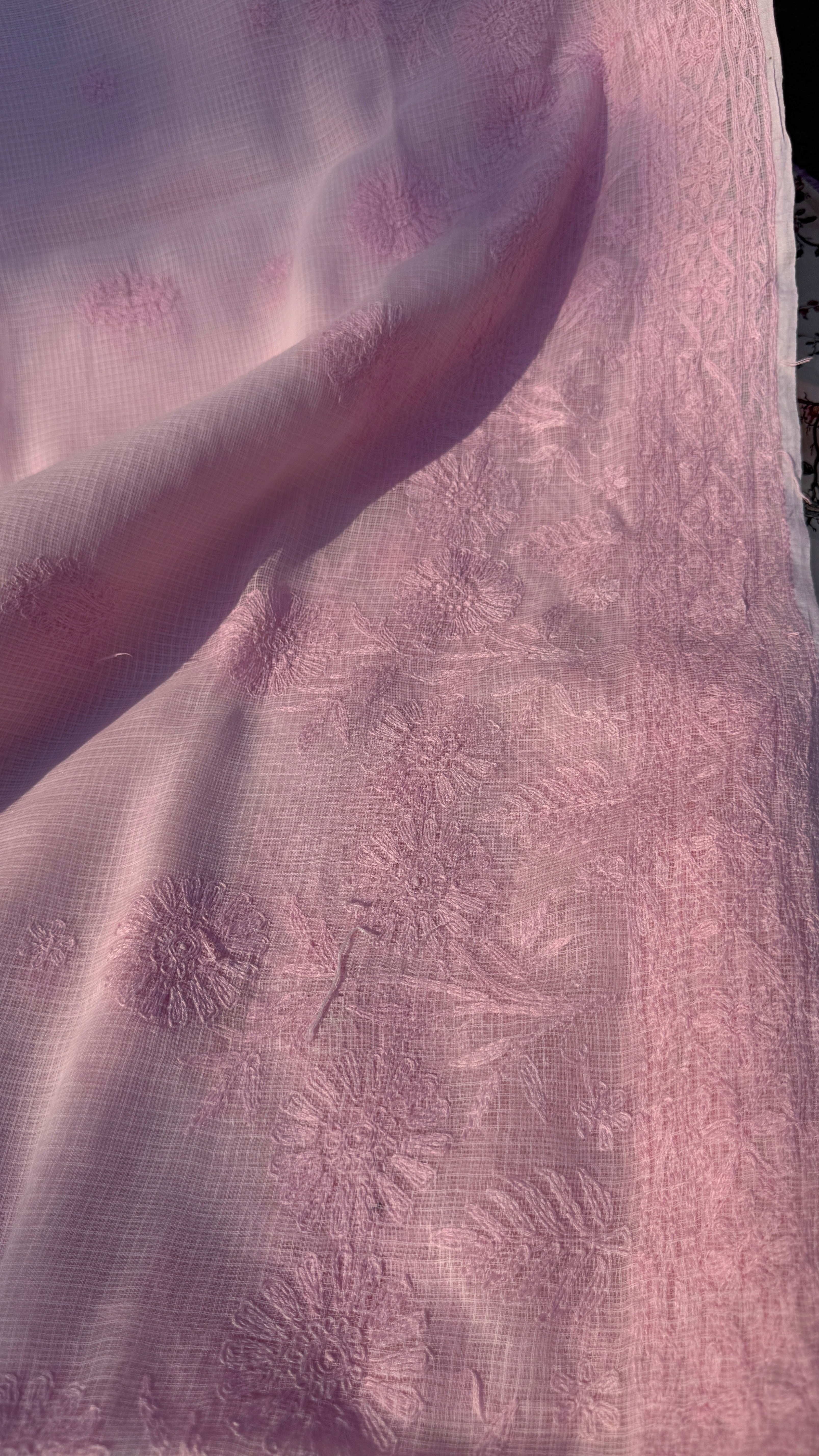 Kota Chikankari saree in Pink