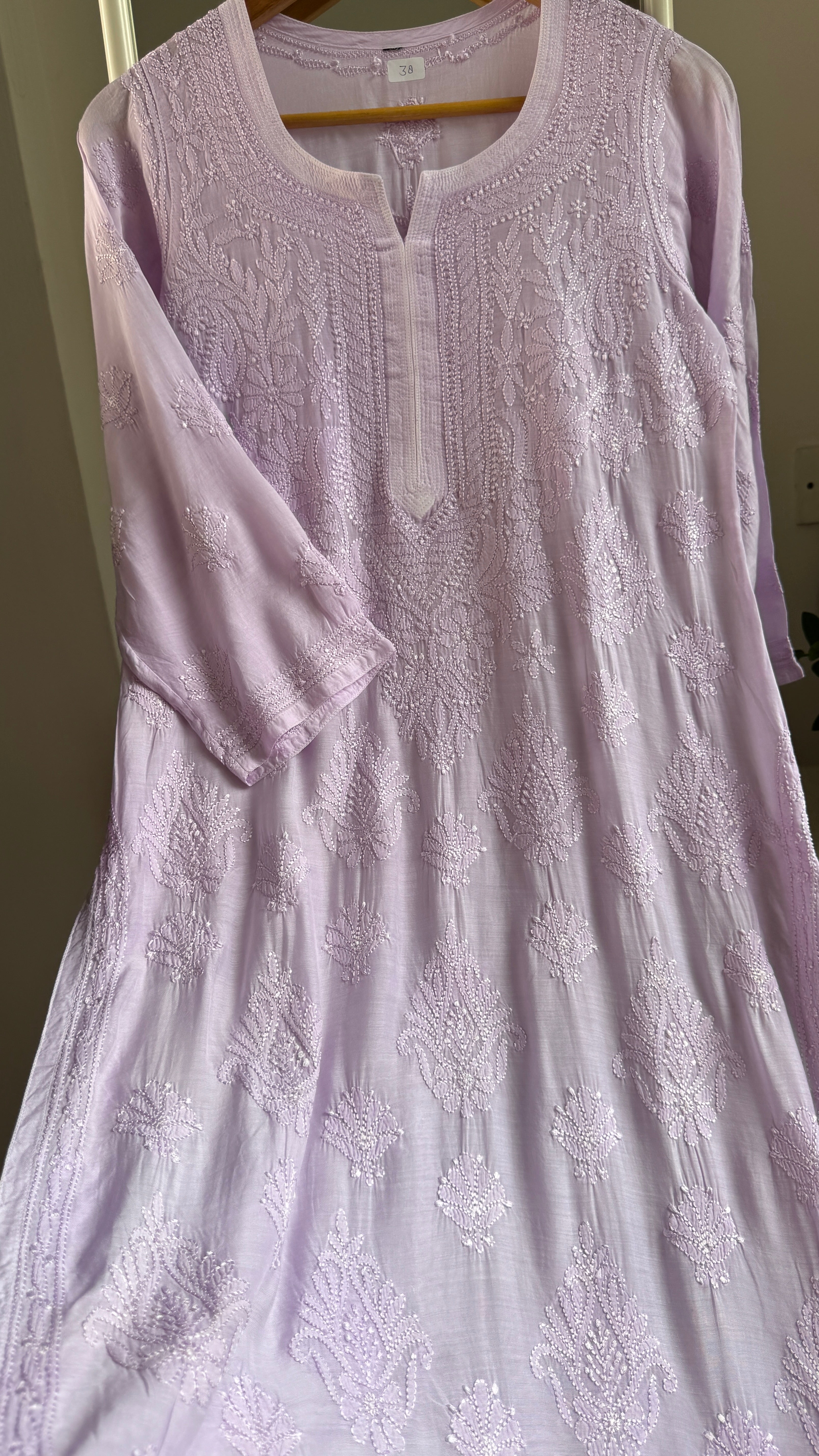 Muslin Chikankari Kurti - Lilac - BERRY Collection