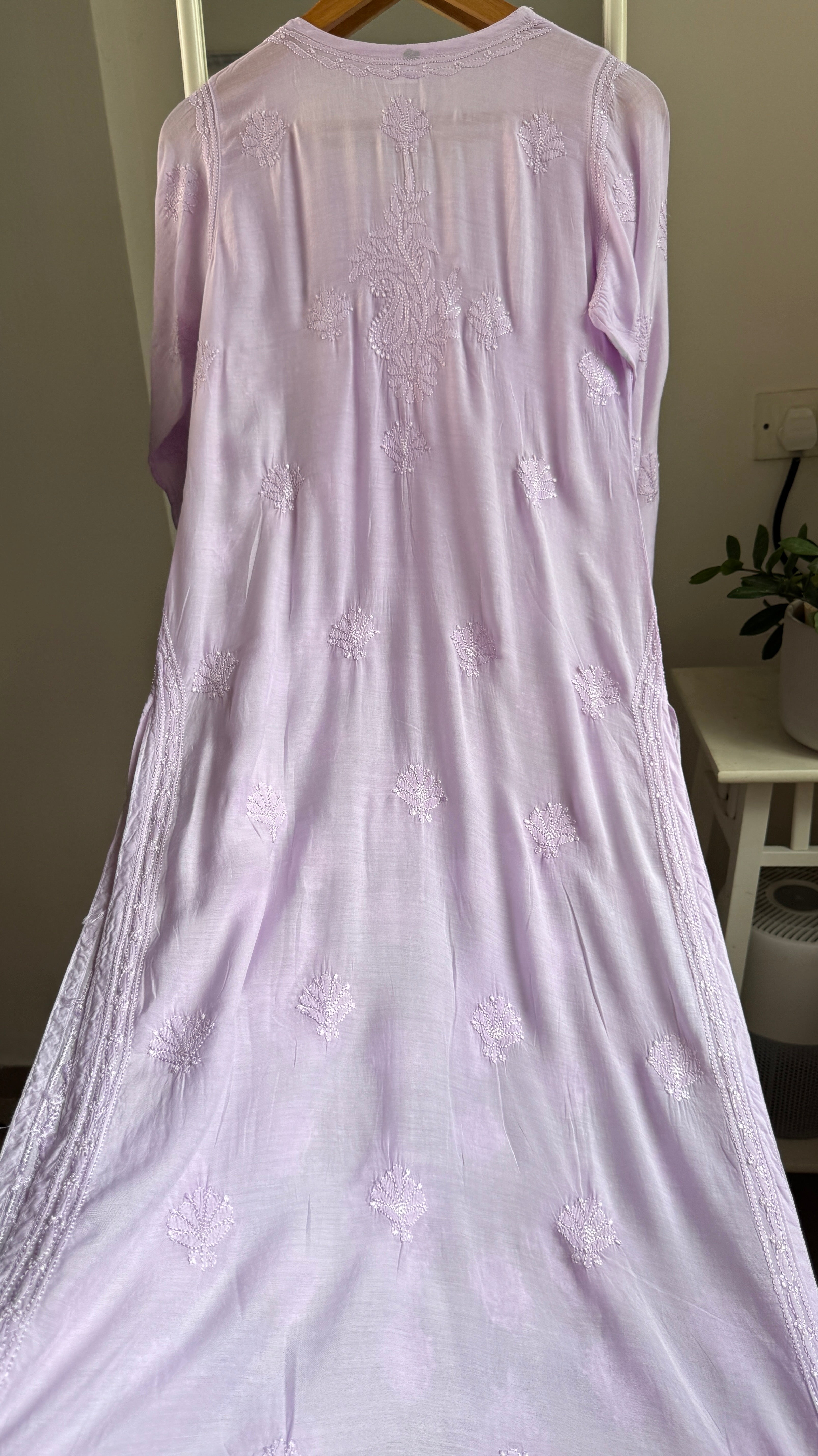 Muslin Chikankari Kurti - Lilac - BERRY Collection