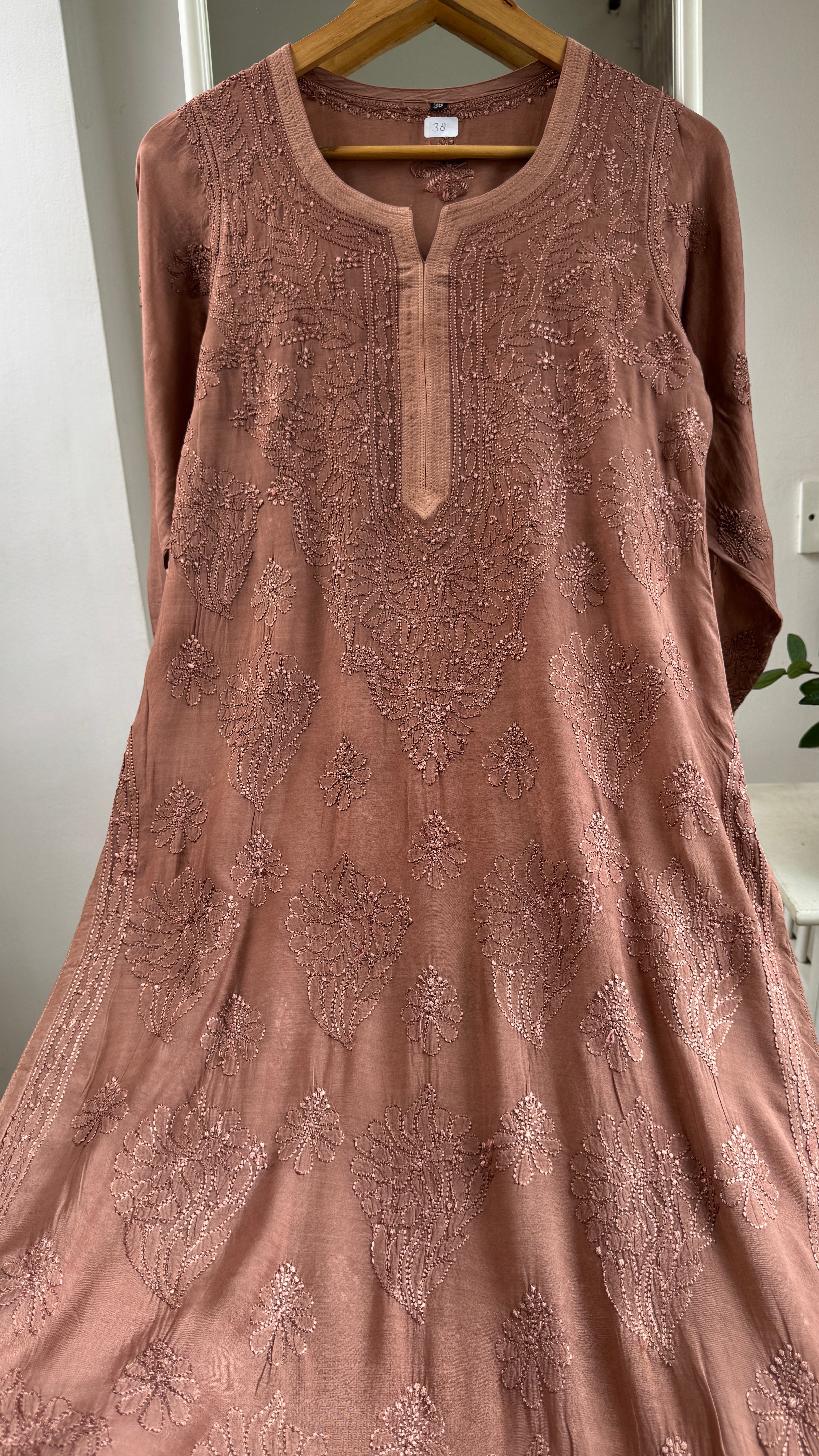 Muslin Chikankari Kurti - Brown - BERRY Collection