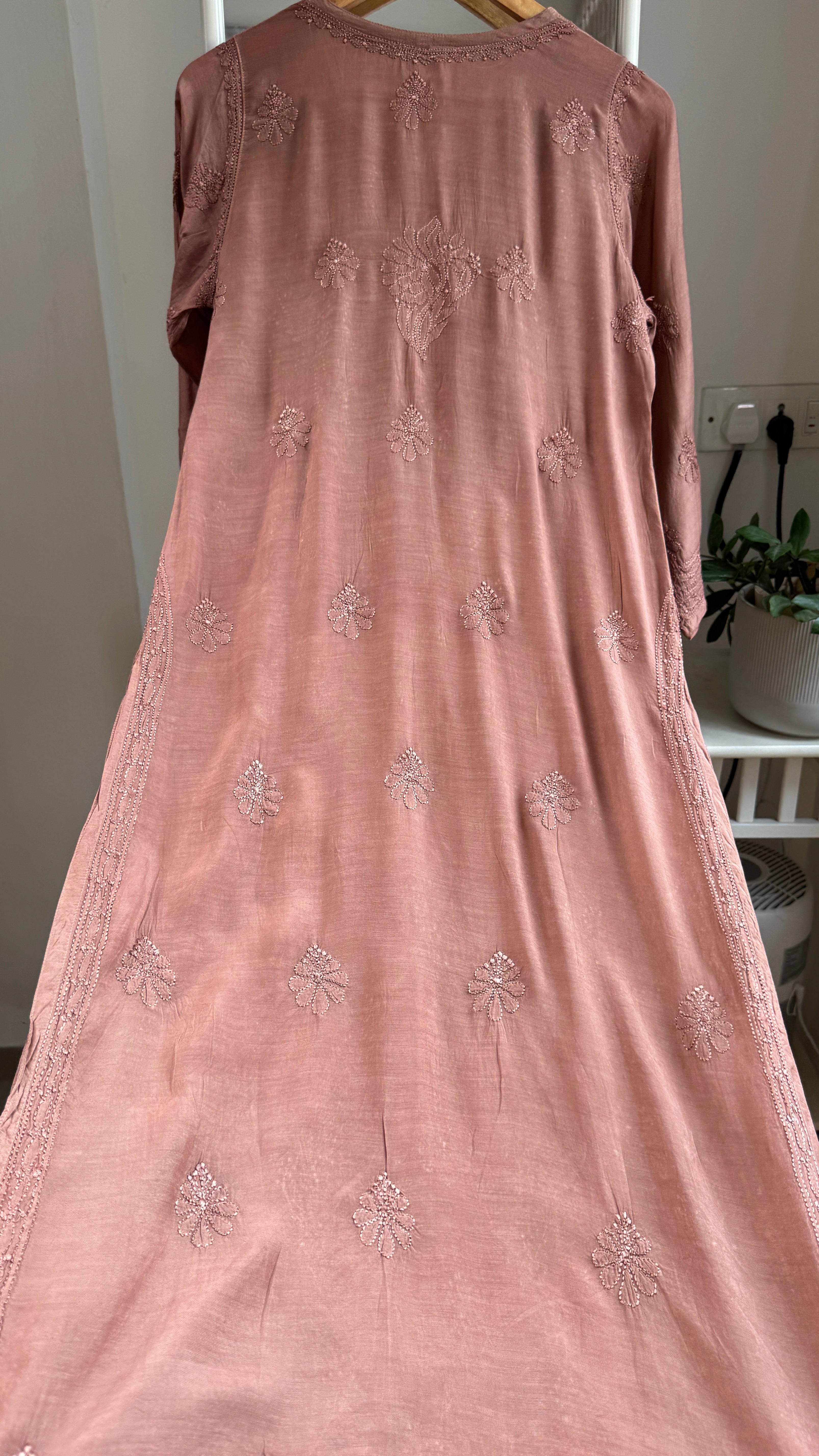 Muslin Chikankari Kurti - Brown - BERRY Collection