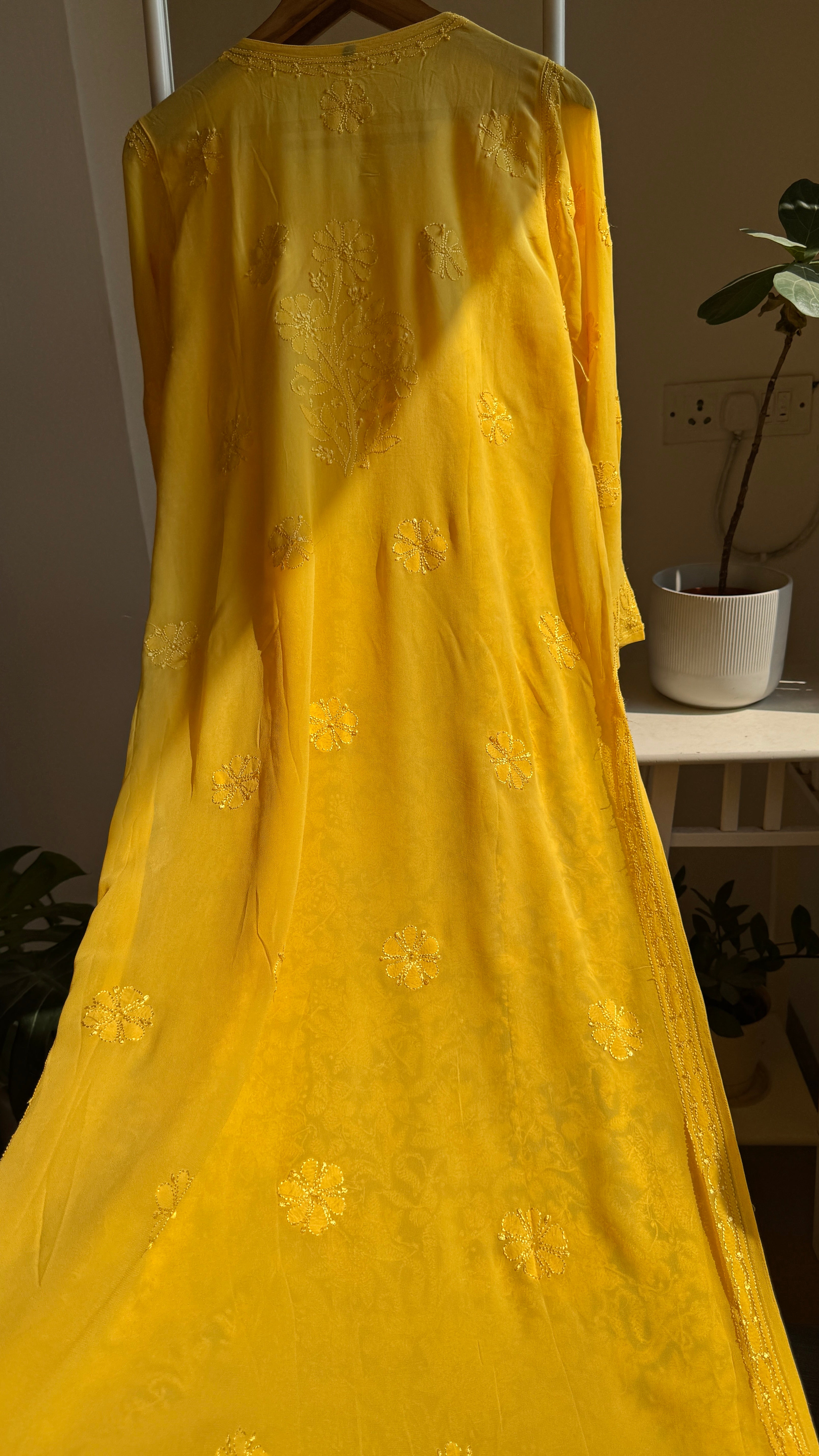 Viscose Chikankari Kurti - Yellow