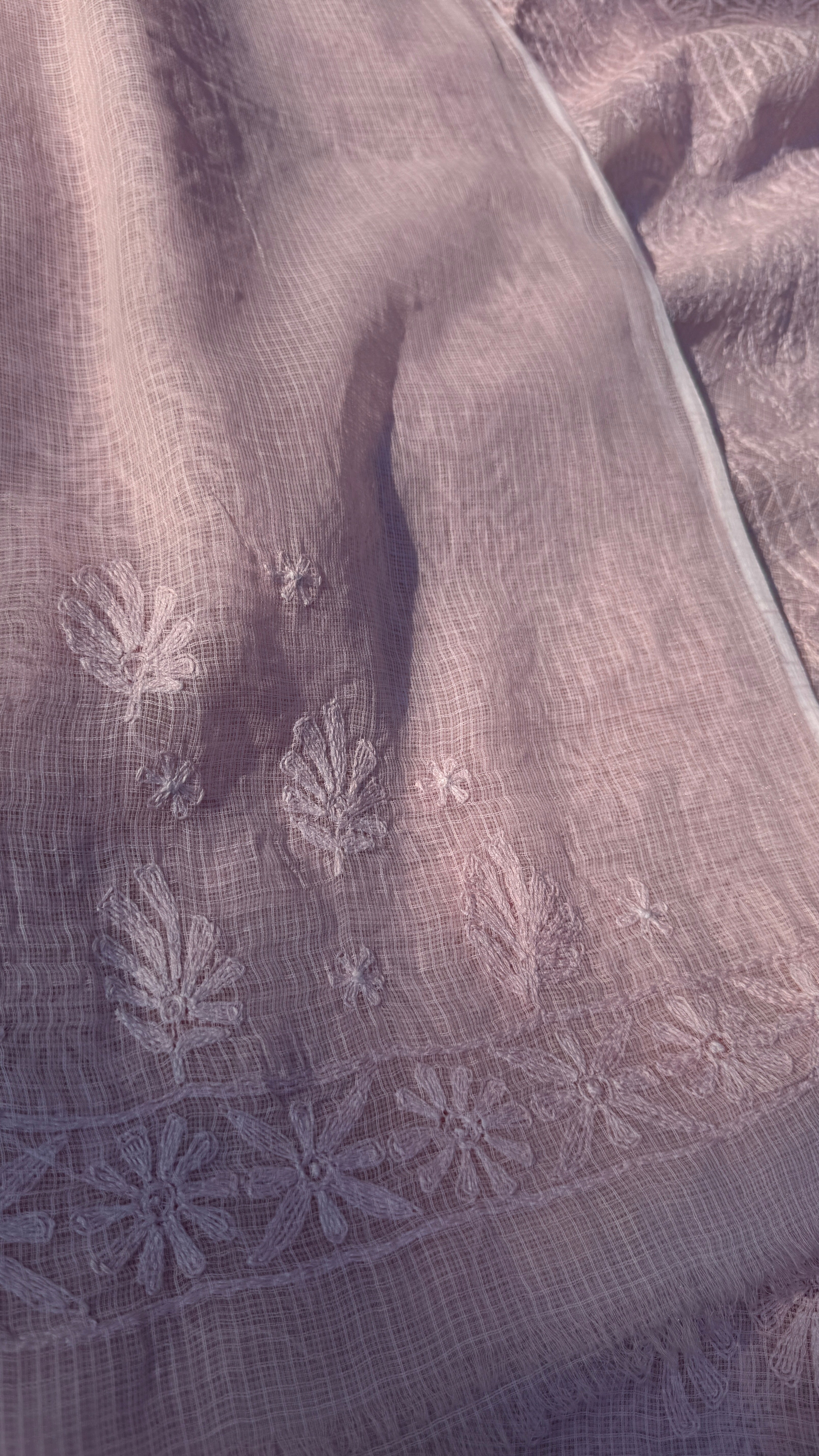 Kota Chikankari saree in Pale Pink