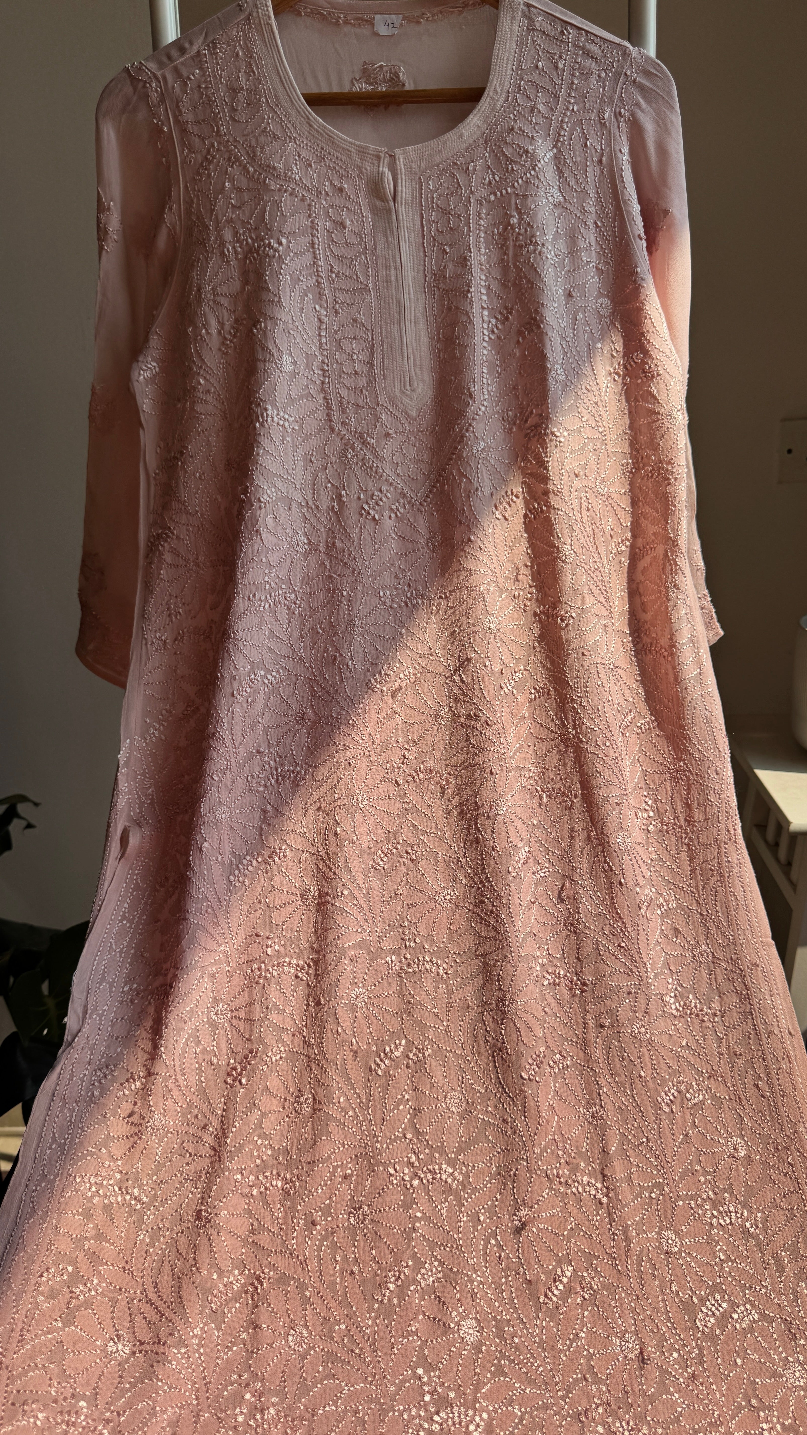 Viscose Kurti - Pale Pink Ombre