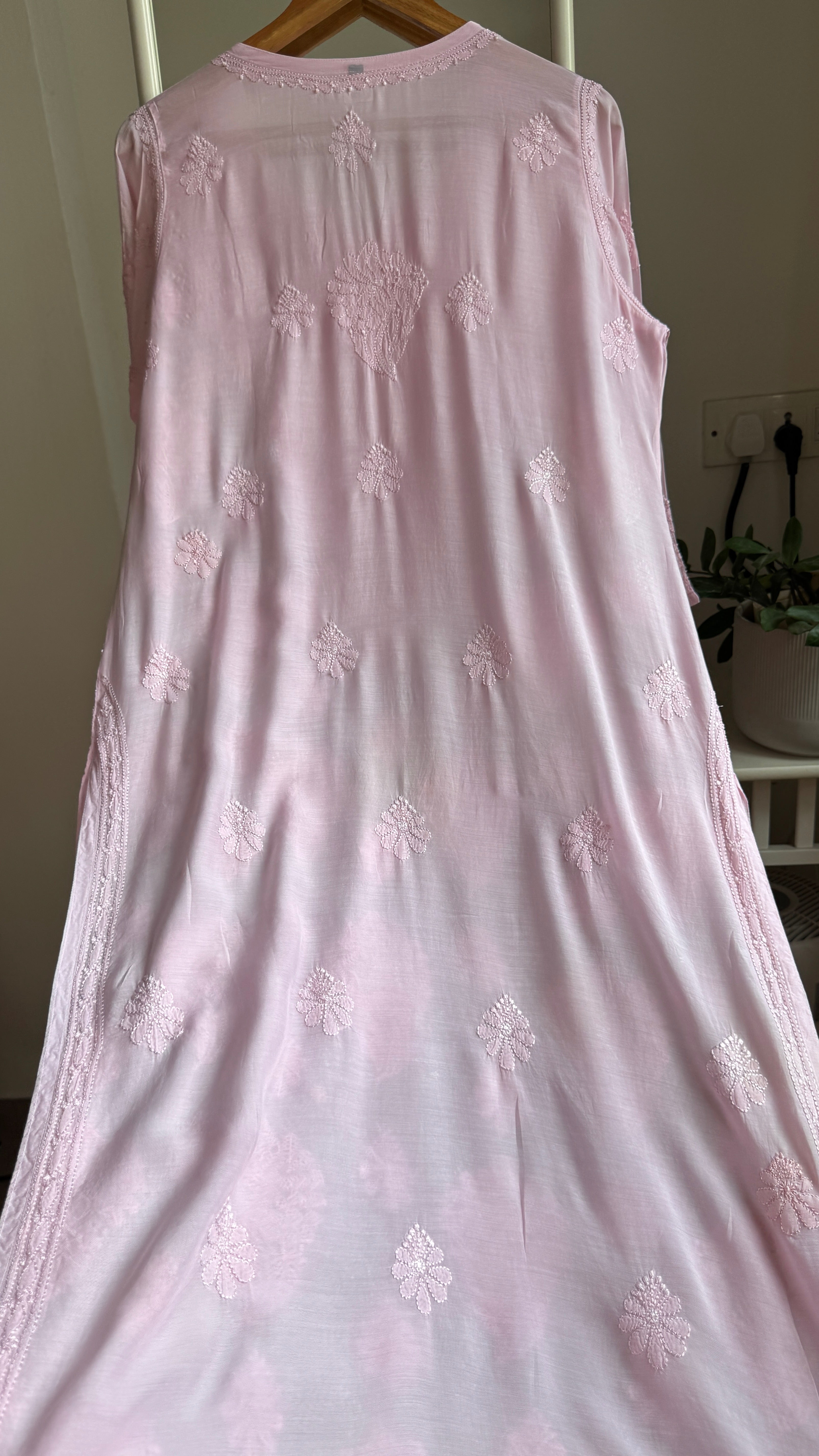 Muslin Chikankari Kurti - Pink - BERRY Collection