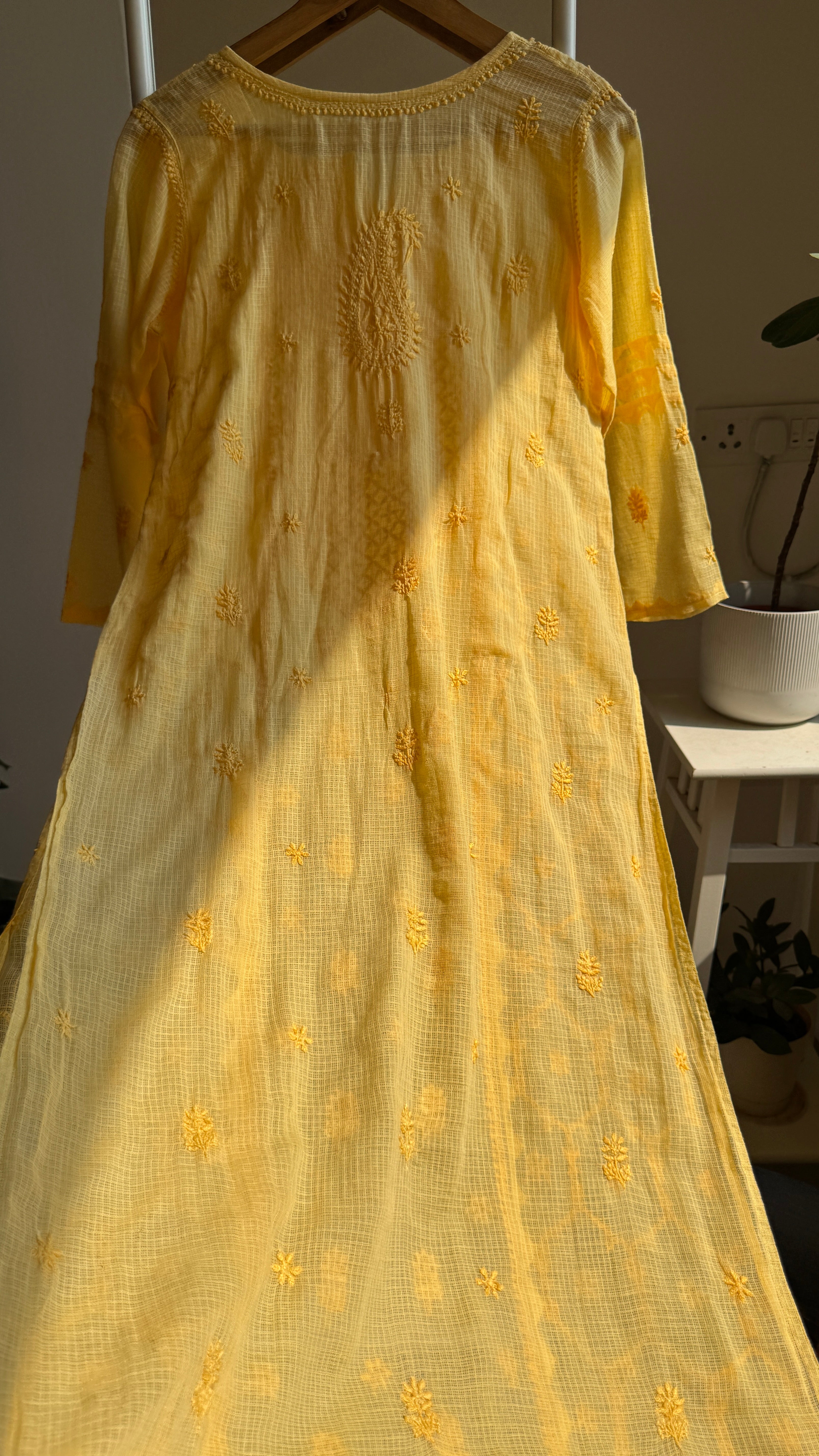 Kota Soft Cotton Chikankari Kurti - Yellow - TARA Collection