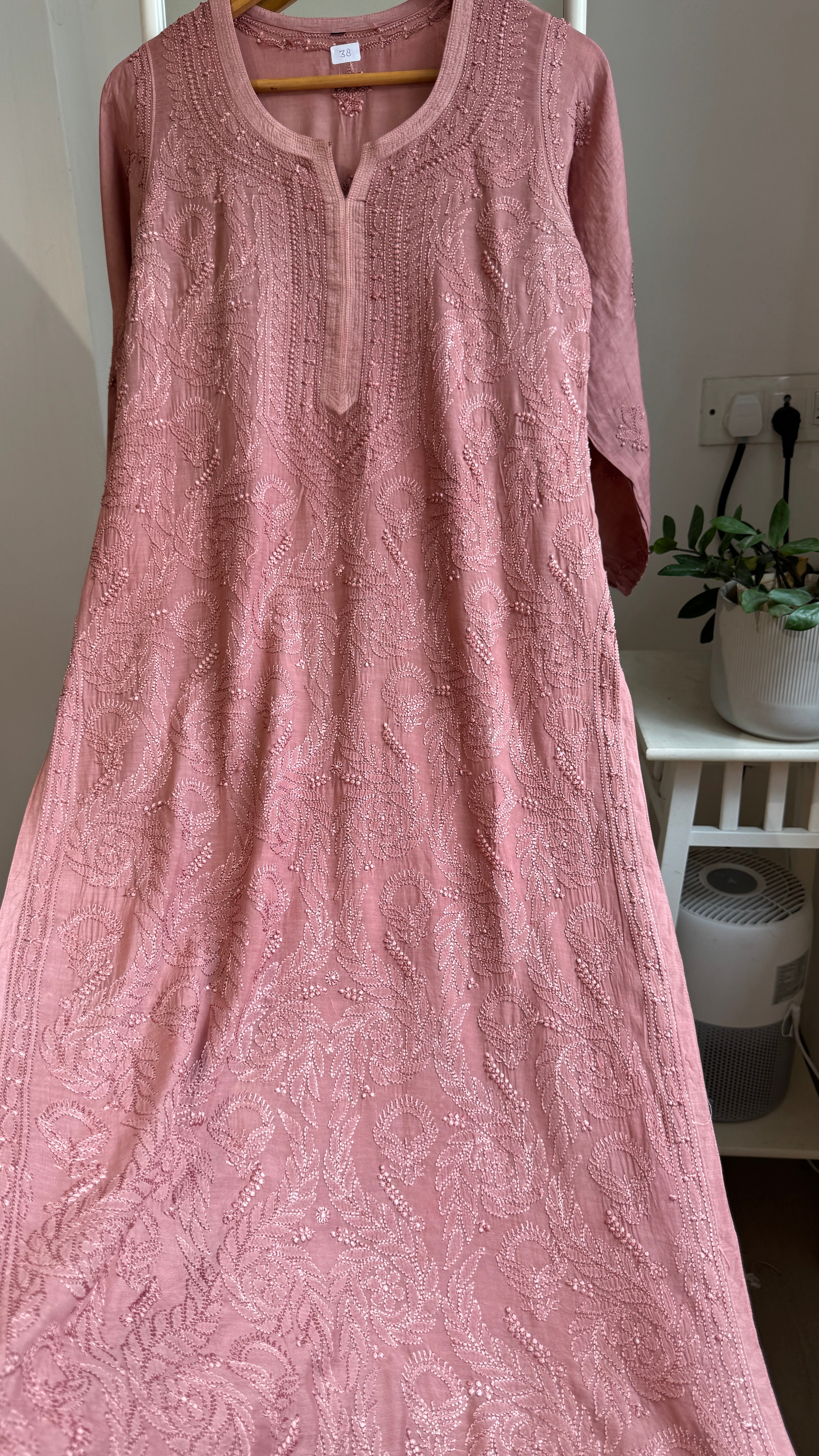 Muslin Chikankari Kurti - Rosewood - BERRY Collection