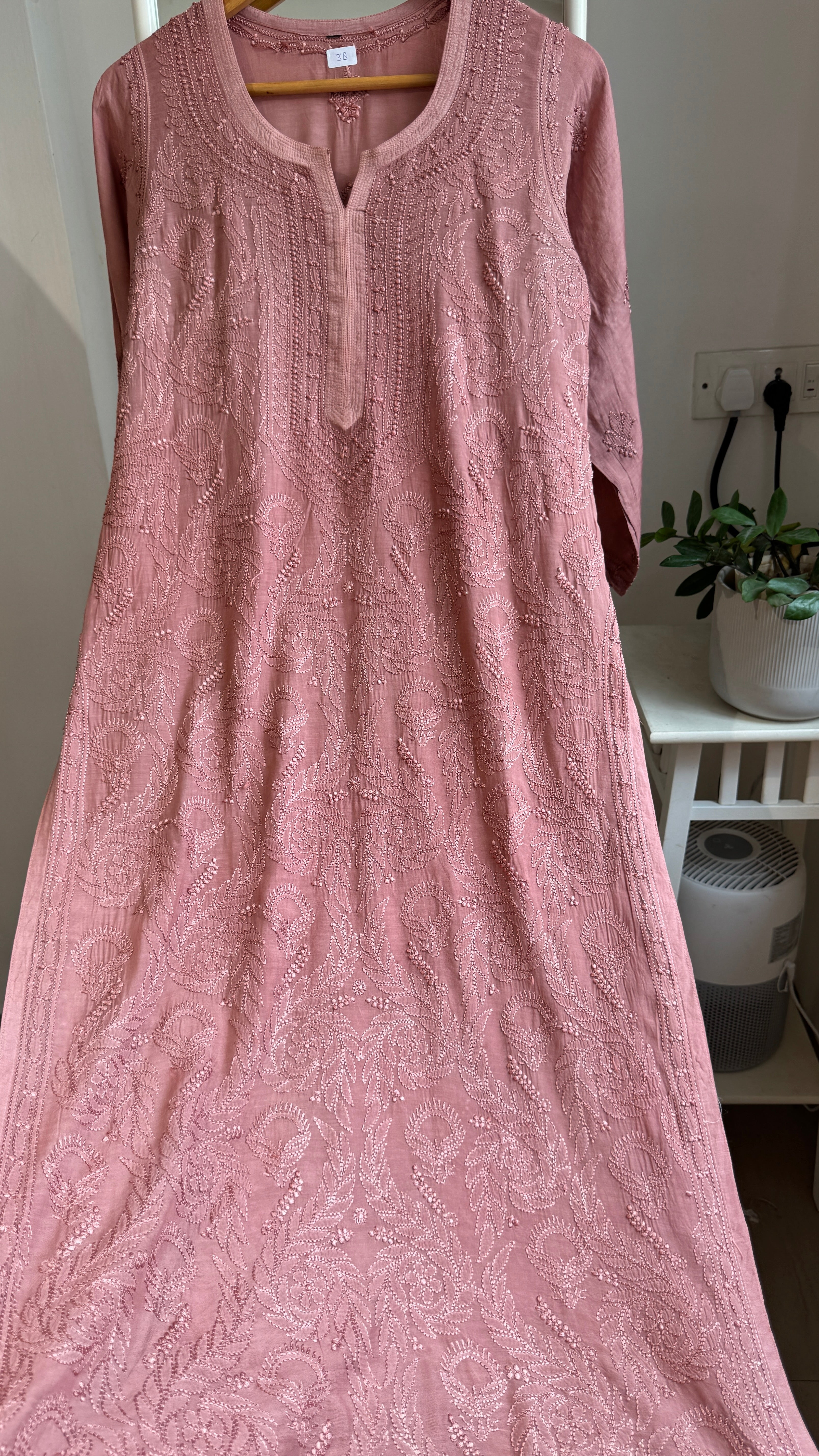 Muslin Chikankari Kurti - Rosewood - BERRY Collection