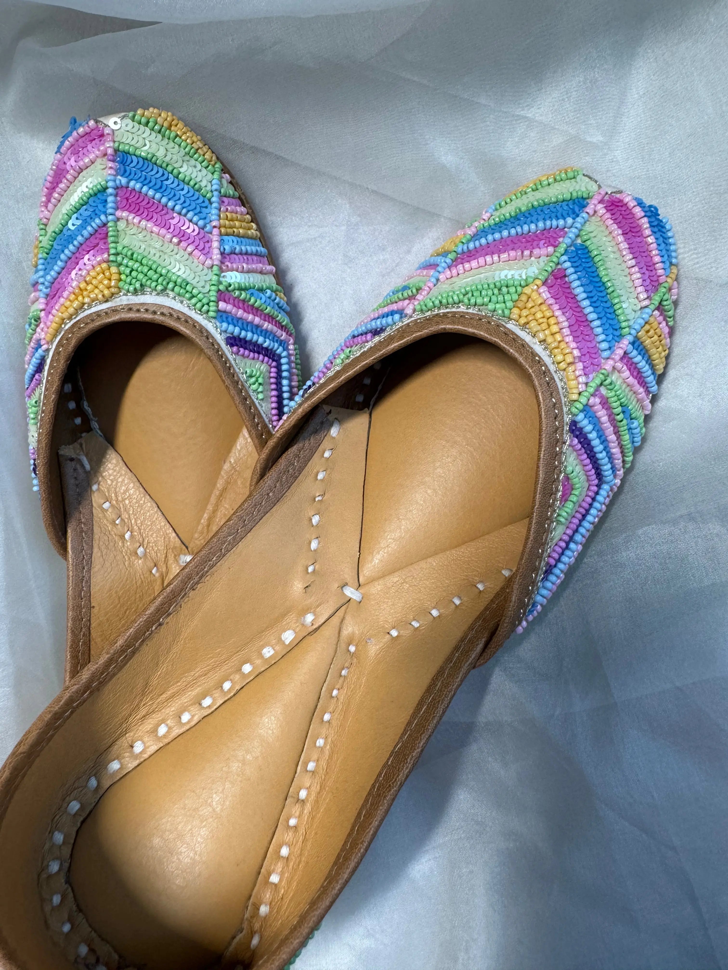 Embellished Hand crafted Mojaris - Candy ARIAA CHIKANKARI
