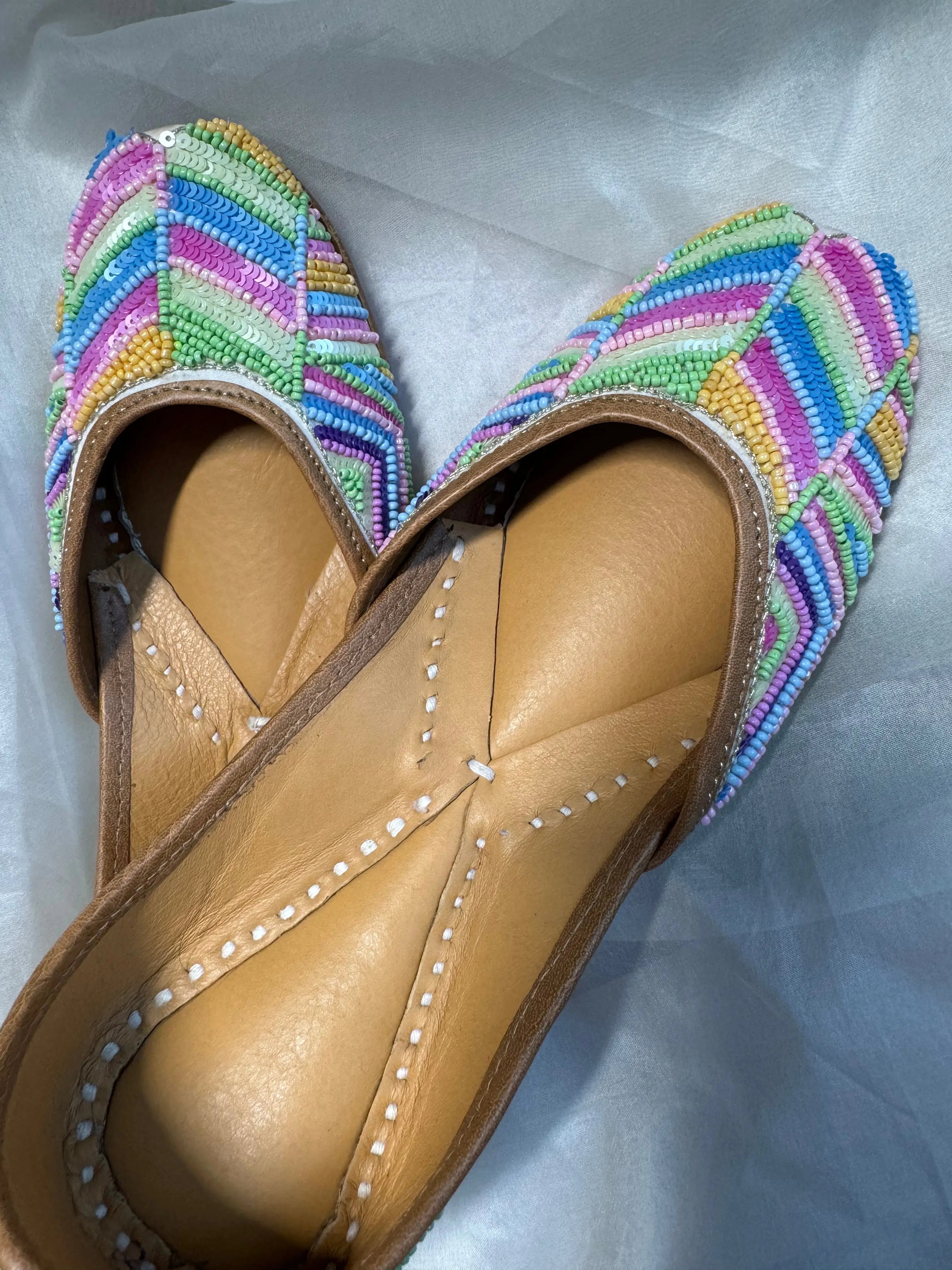 Embellished Hand crafted Mojaris - Candy ARIAA CHIKANKARI