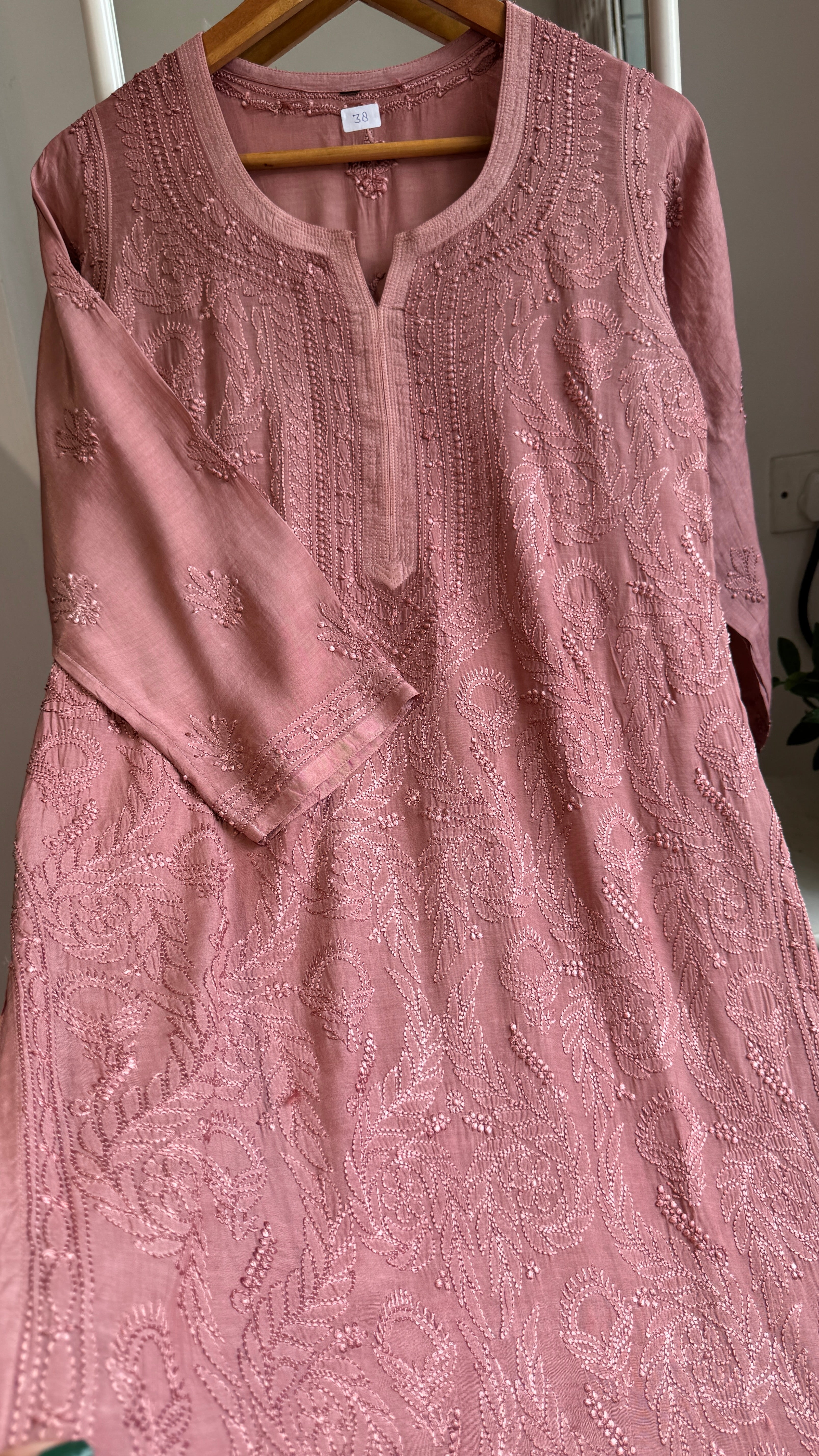 Muslin Chikankari Kurti - Rosewood - BERRY Collection