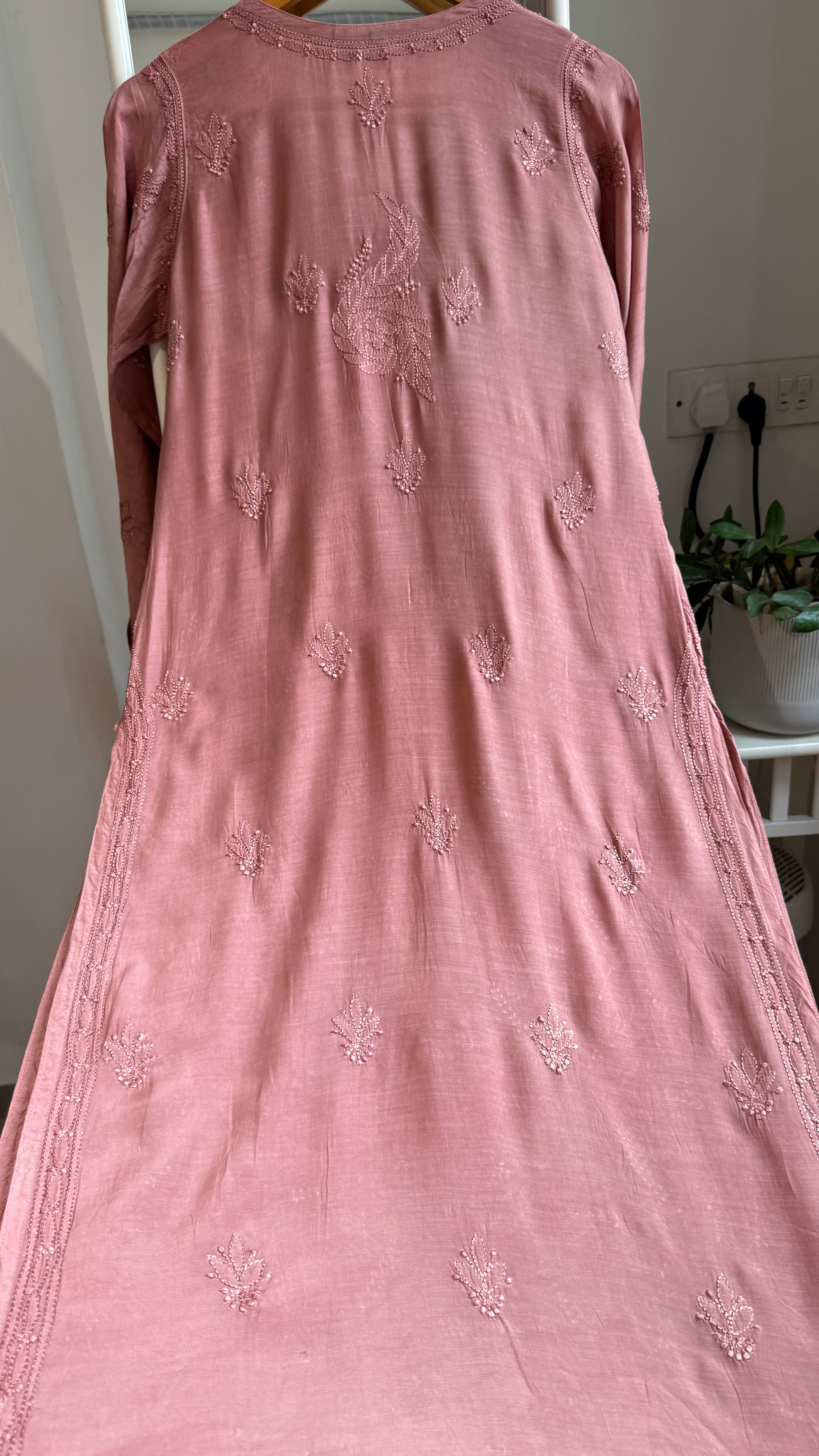 Muslin Chikankari Kurti - Rosewood - BERRY Collection