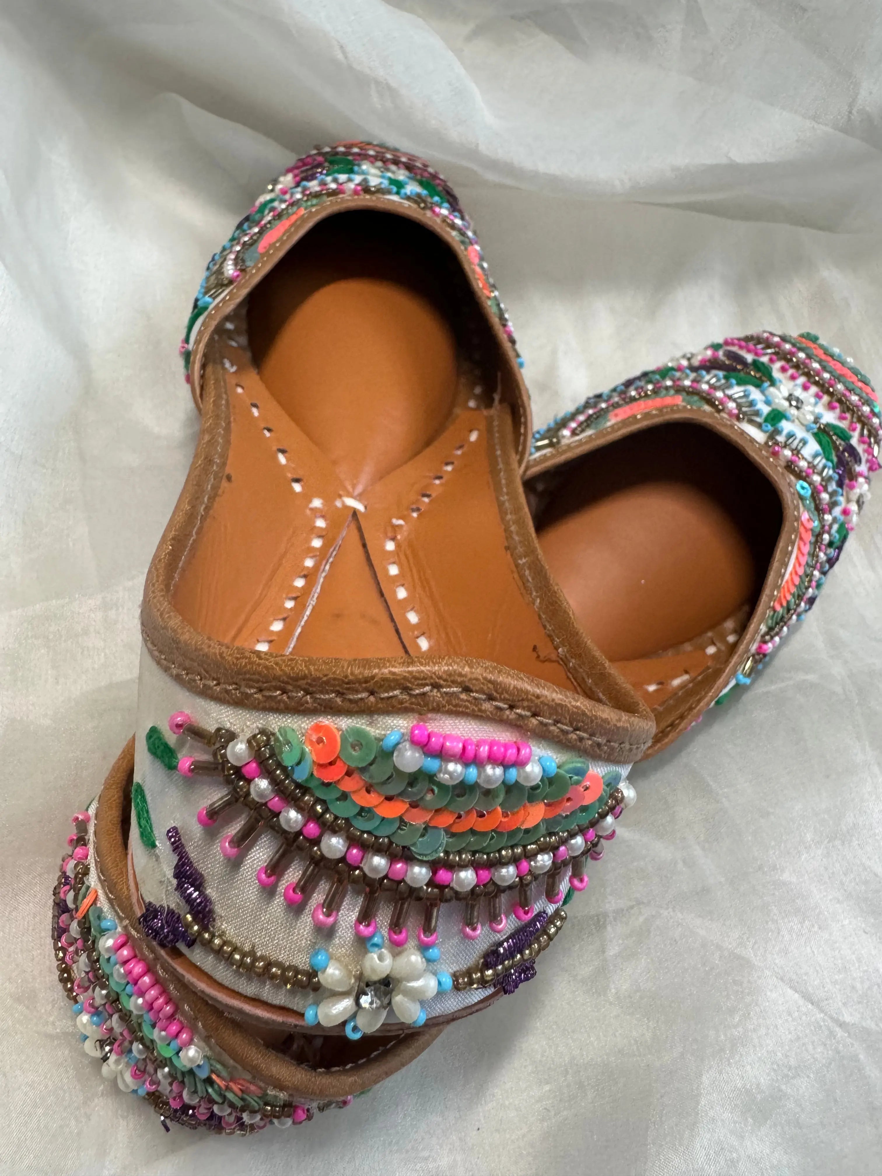 Embellished Hand crafted Mojaris - Multi ARIAA CHIKANKARI