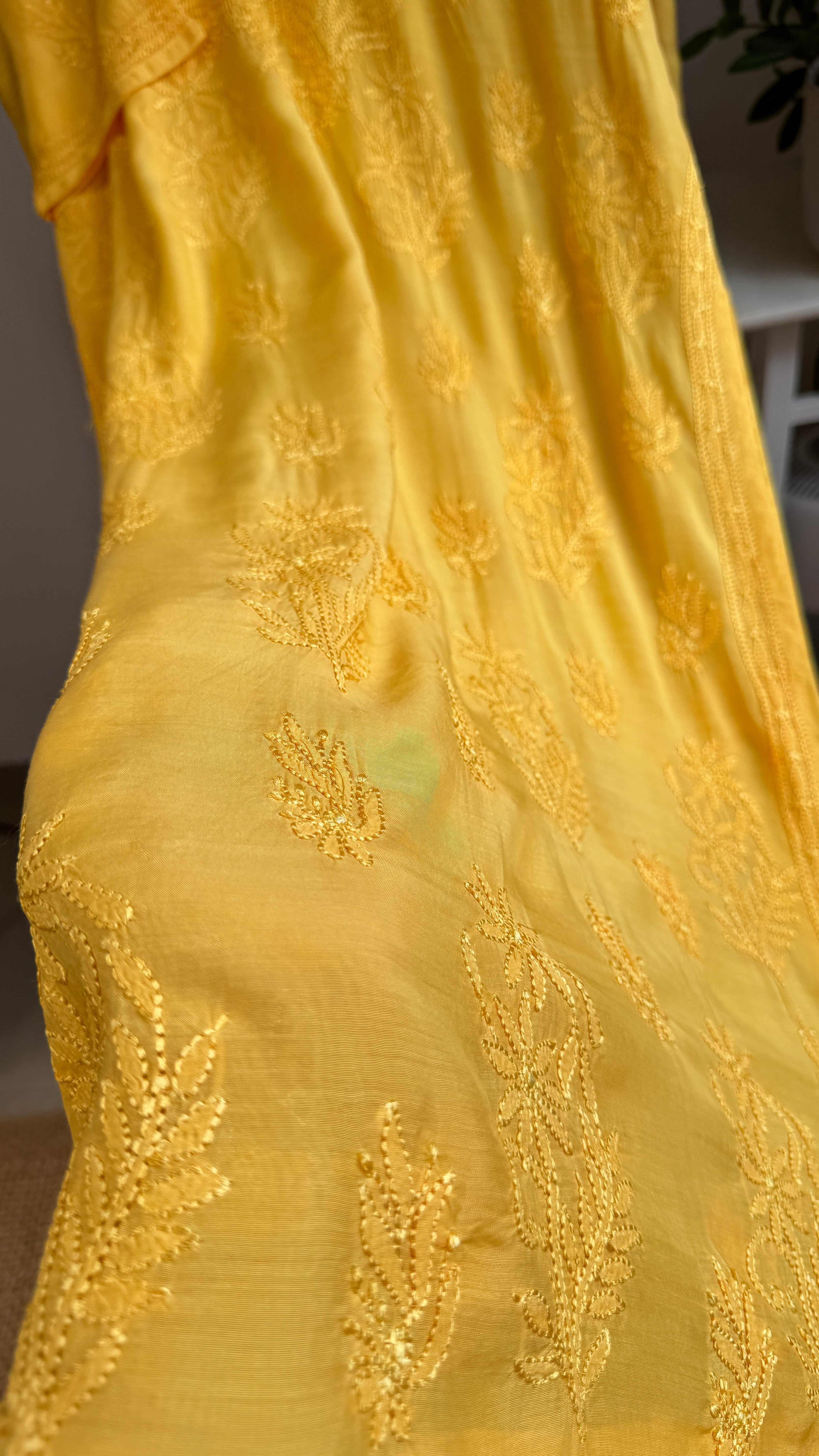 Muslin Chikankari Kurti - Yellow - BERRY Collection