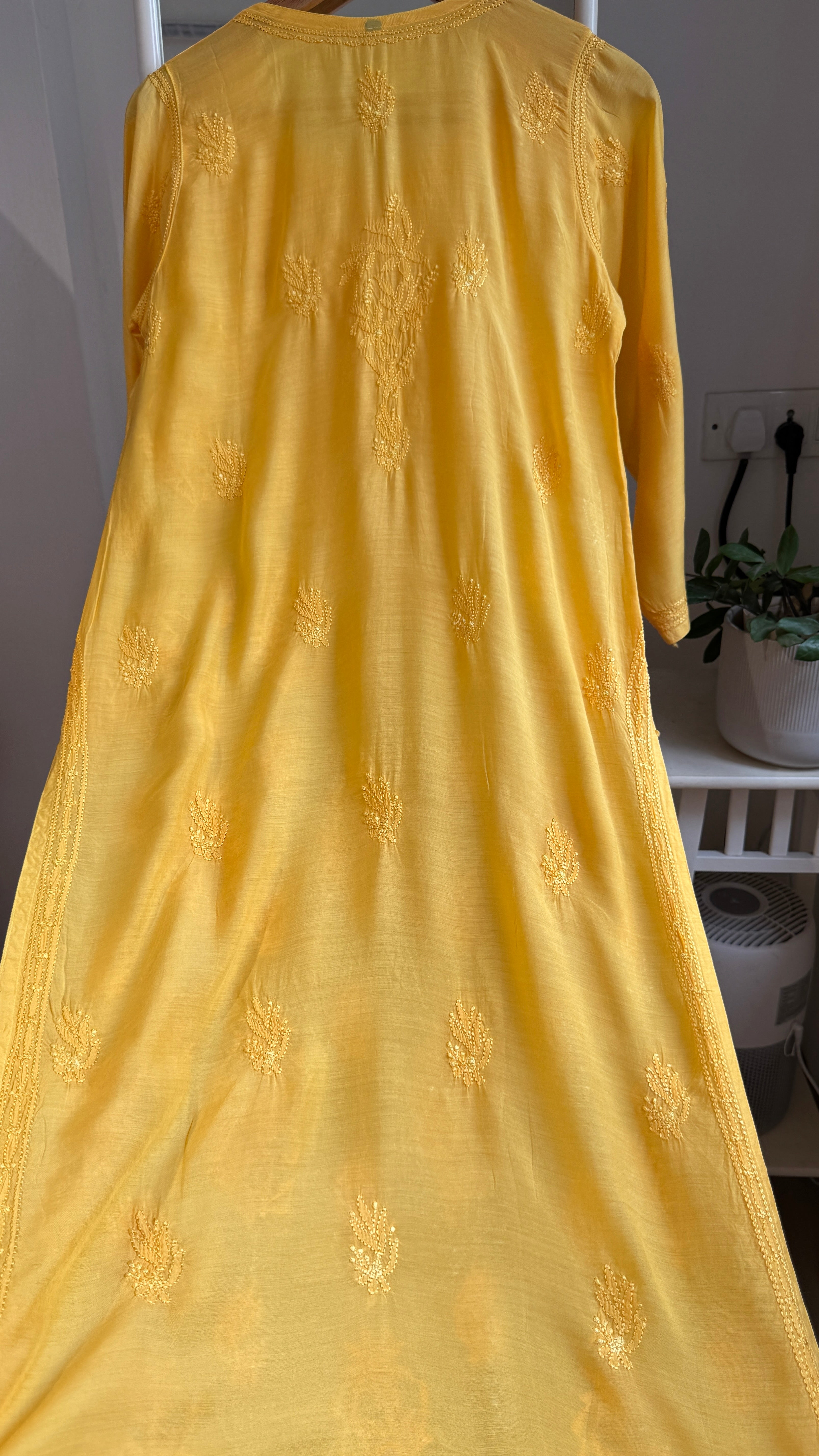 Muslin Chikankari Kurti - Yellow - BERRY Collection