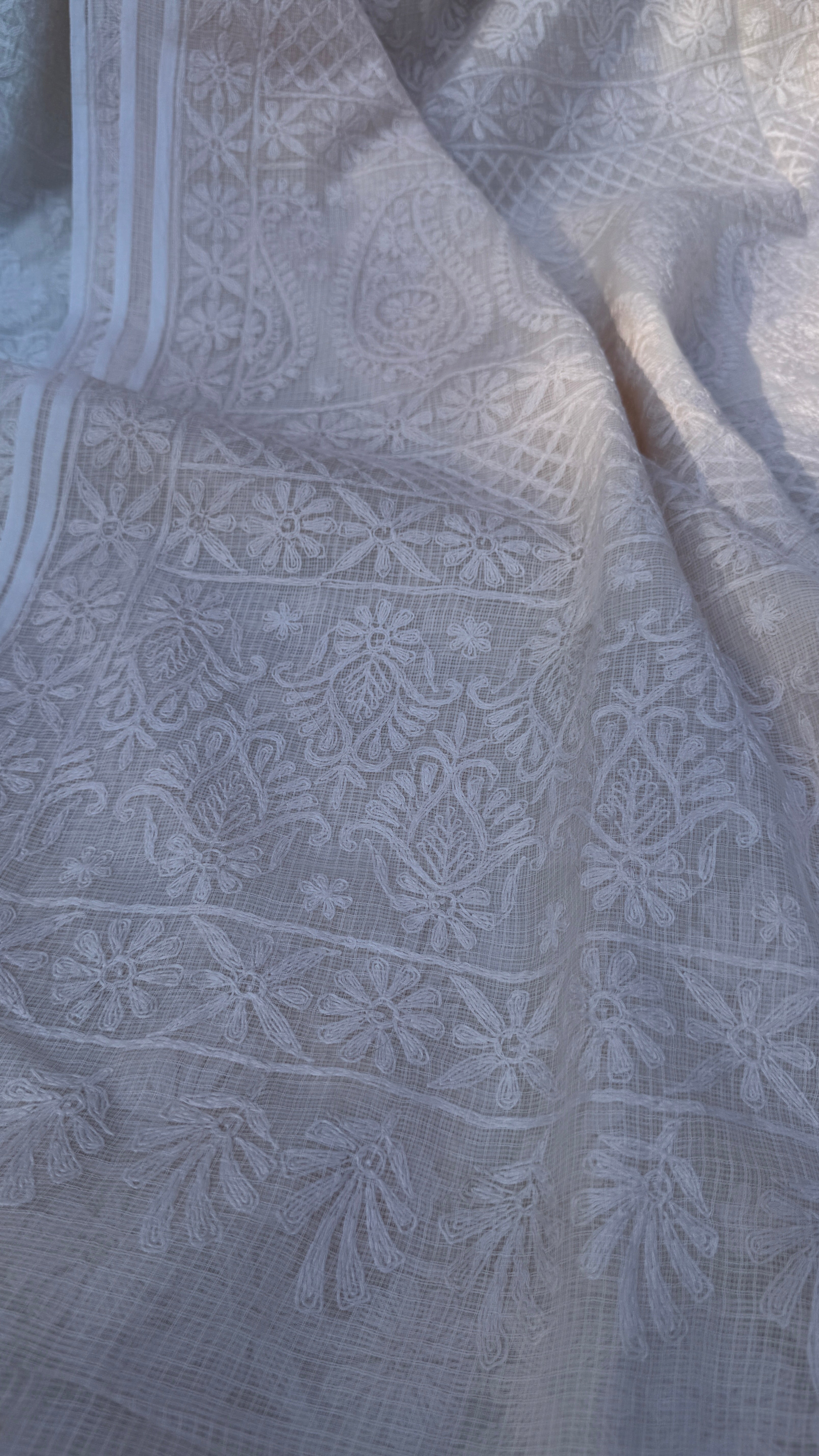 Kota Chikankari saree in Pale Pink