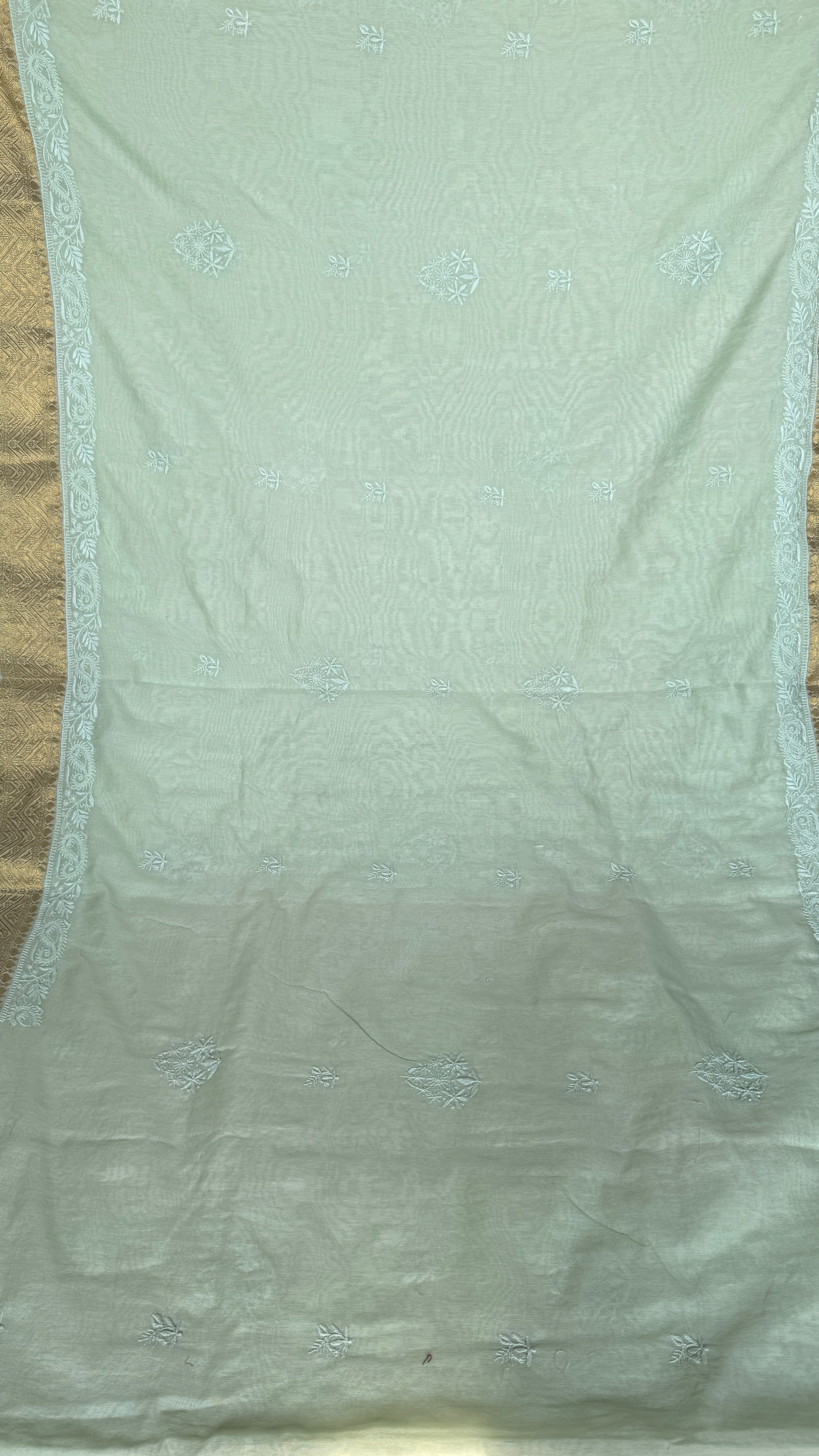 Chanderi Chikankari saree in Sea Green